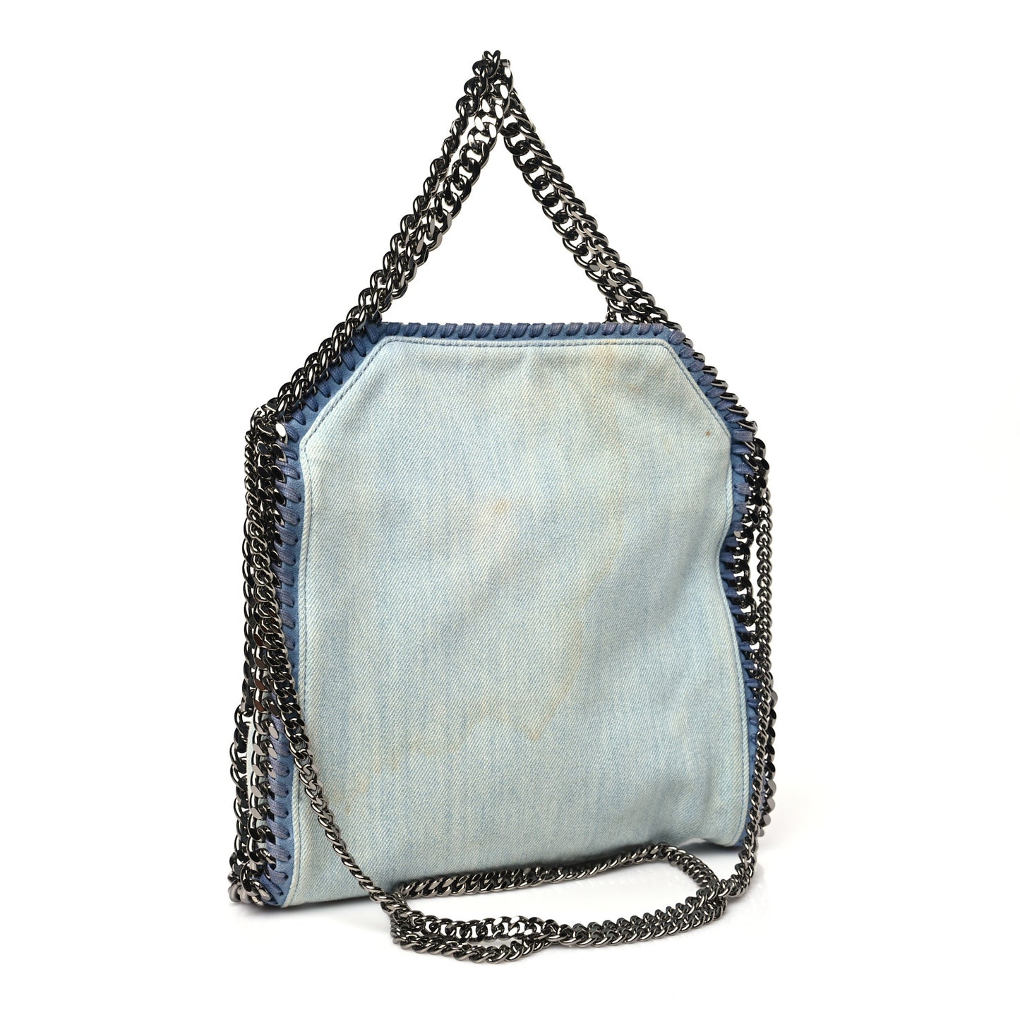 Denim Flower Mini Falabella Tote Blue