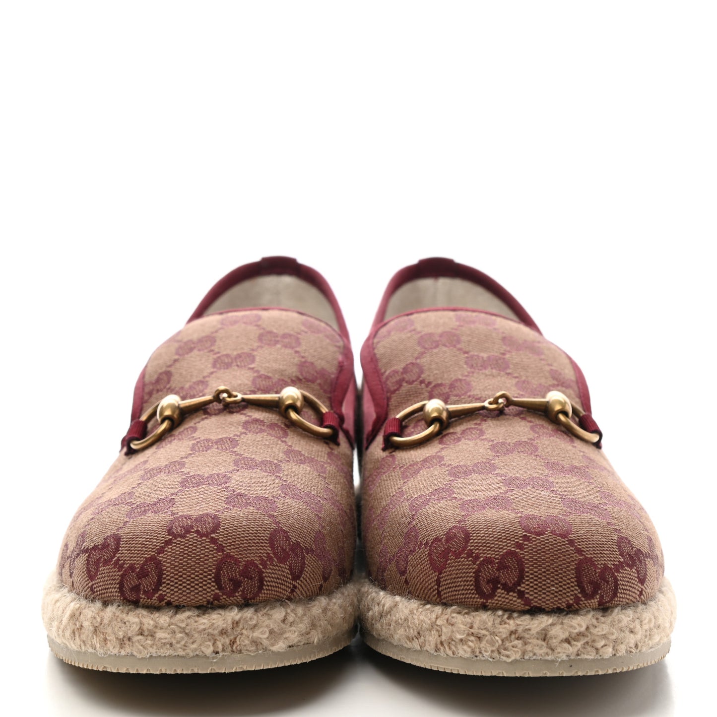 Canvas GG Monogram Mens Fria Horsebit Loafers 9 Sahara Rubino