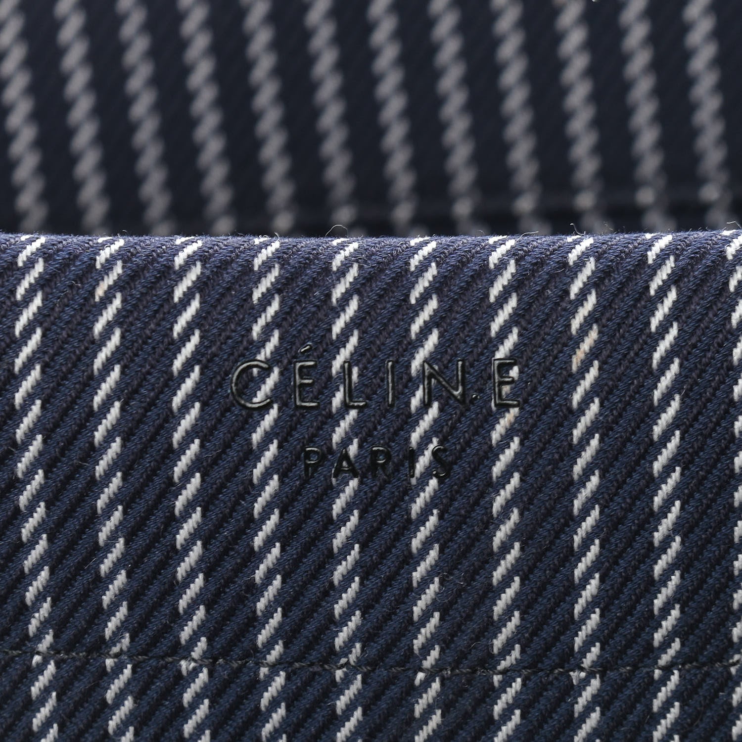 Celine Cotton Canvas Striped Phantom Luggage Navy White 5 of 9