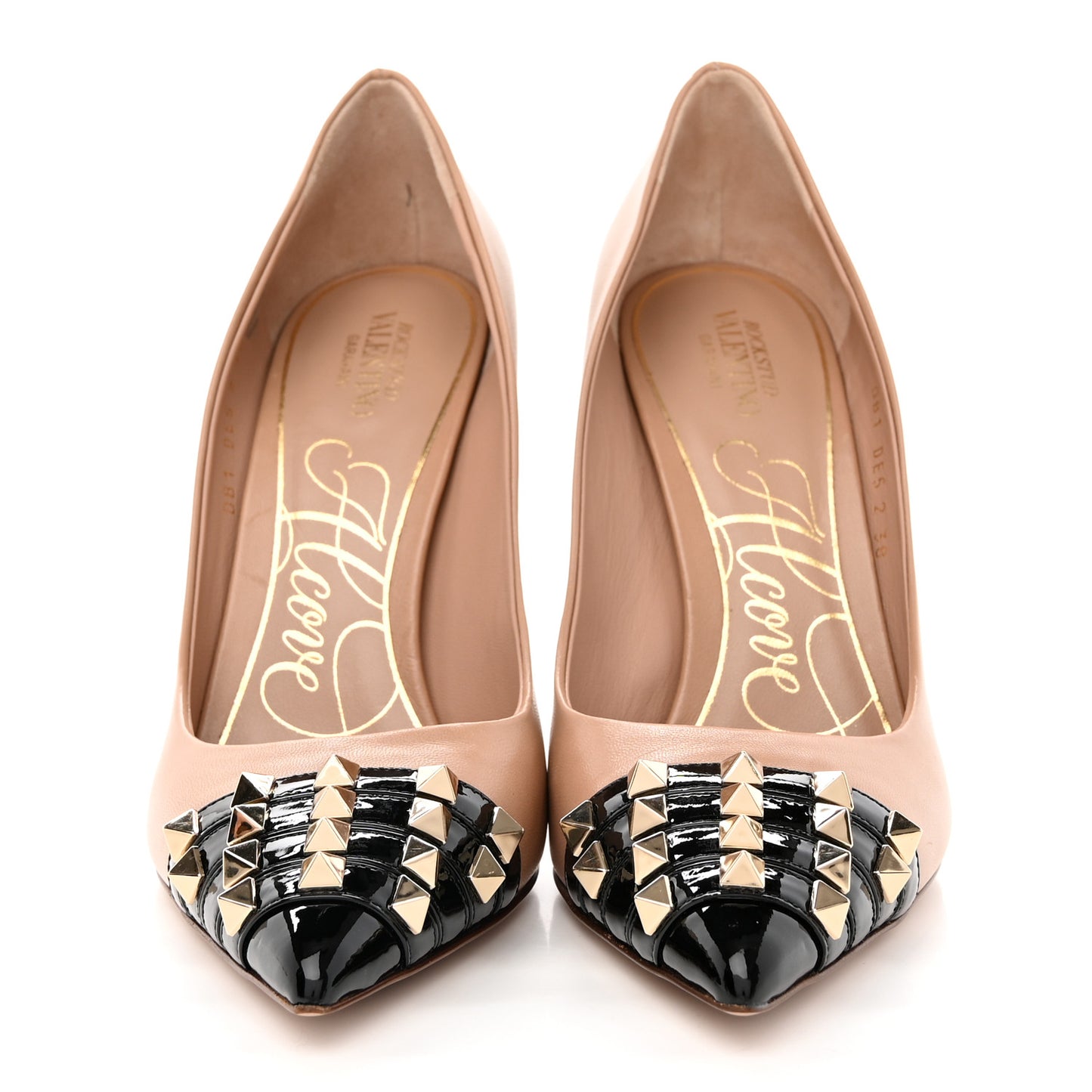 Kidskin Patent Rockstud Alcove 110mm Pumps 38 Rose Canelle Black