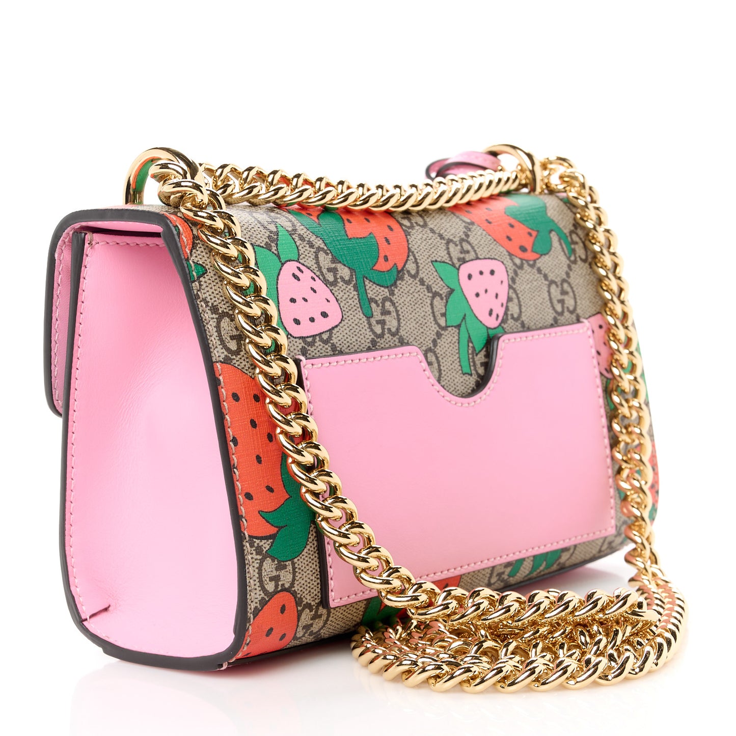 GG Supreme Monogram Strawberry Small Padlock Shoulder Bag