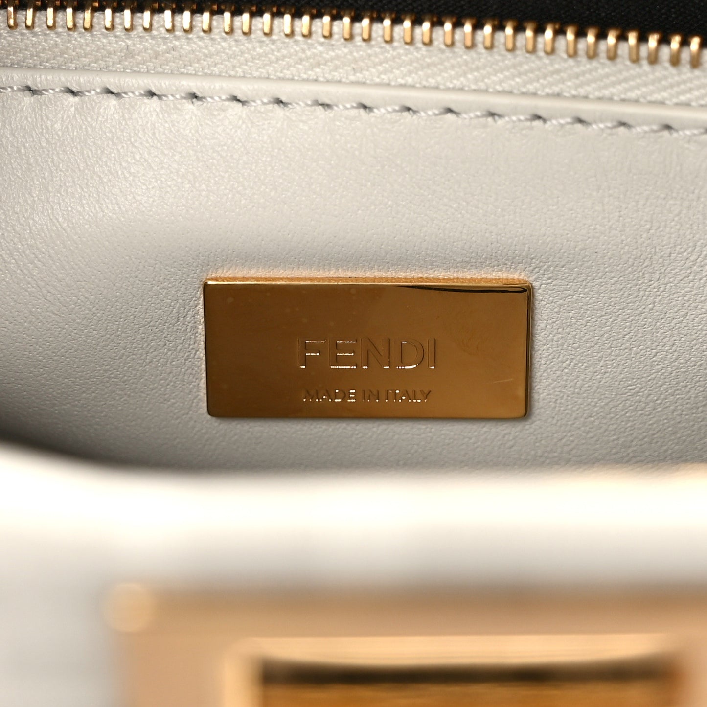 Glazed Fabric Nappa FF Disco Girls Inlay Mini Peekaboo Iconic Satchel Bianco Perla Multicolor