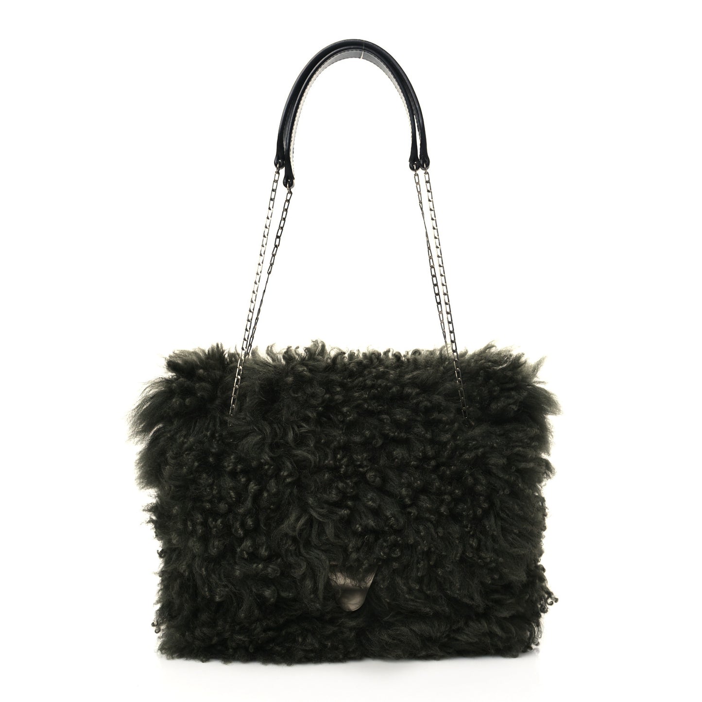 Shearling Small Shoulder Bag Dark Green