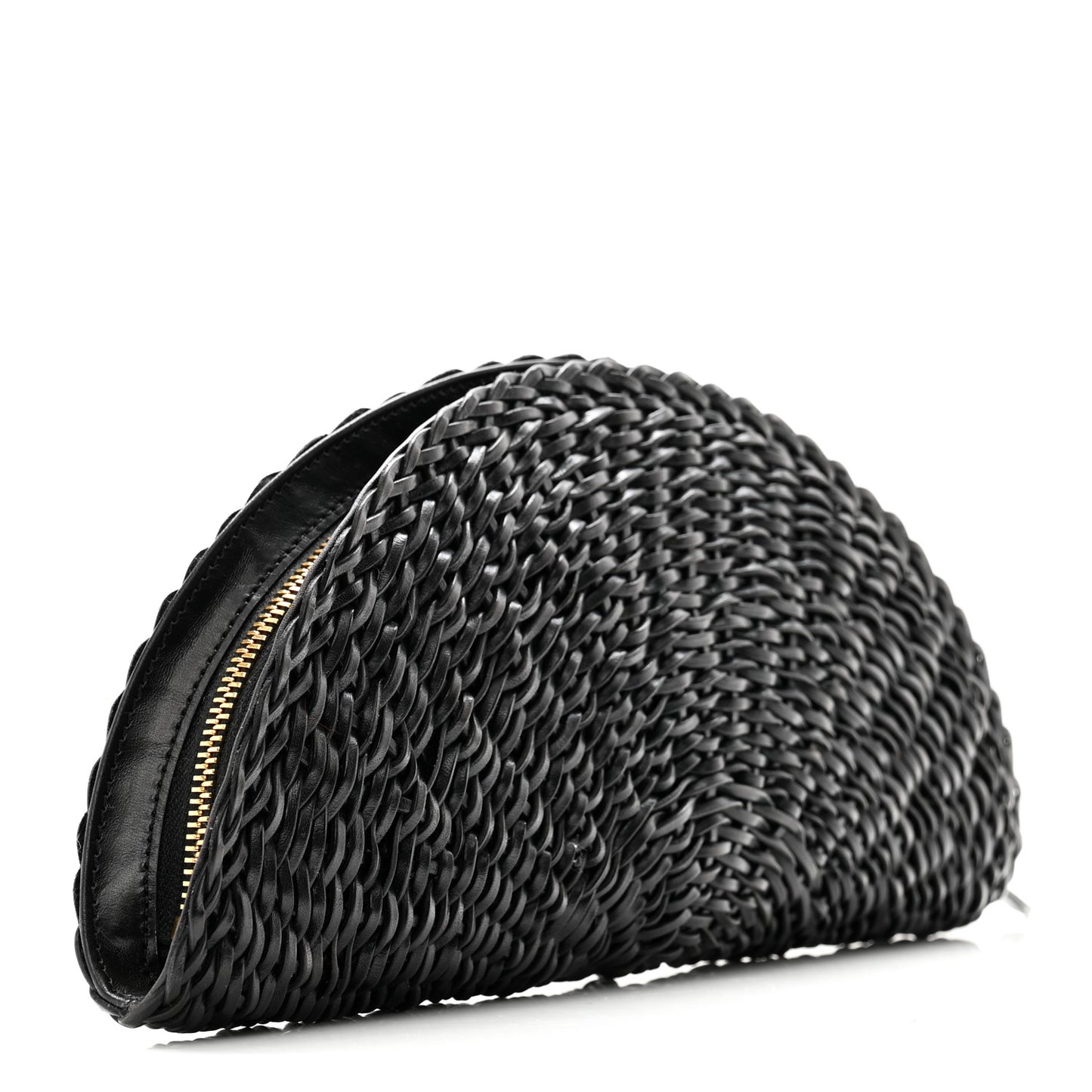 Handwoven Calfskin Sunset Clutch Black
