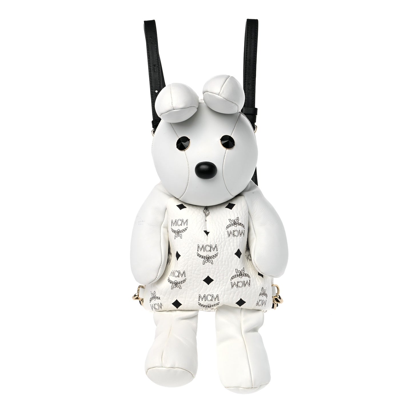 Calfskin Visetos Rabbit Zoo Doll Crossbody White