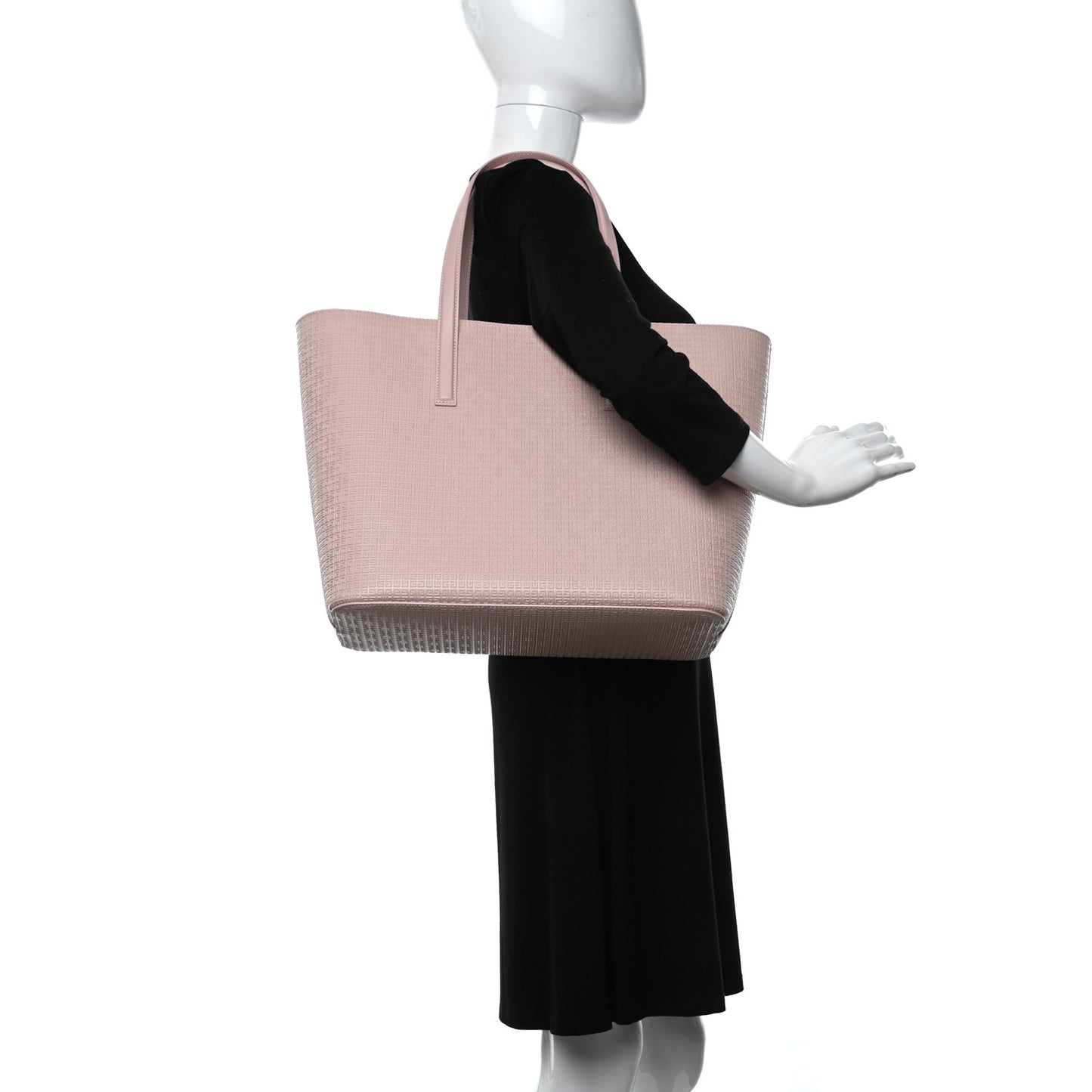 Calfskin Logo Embossed Wing Shopper Tote Blush Pink