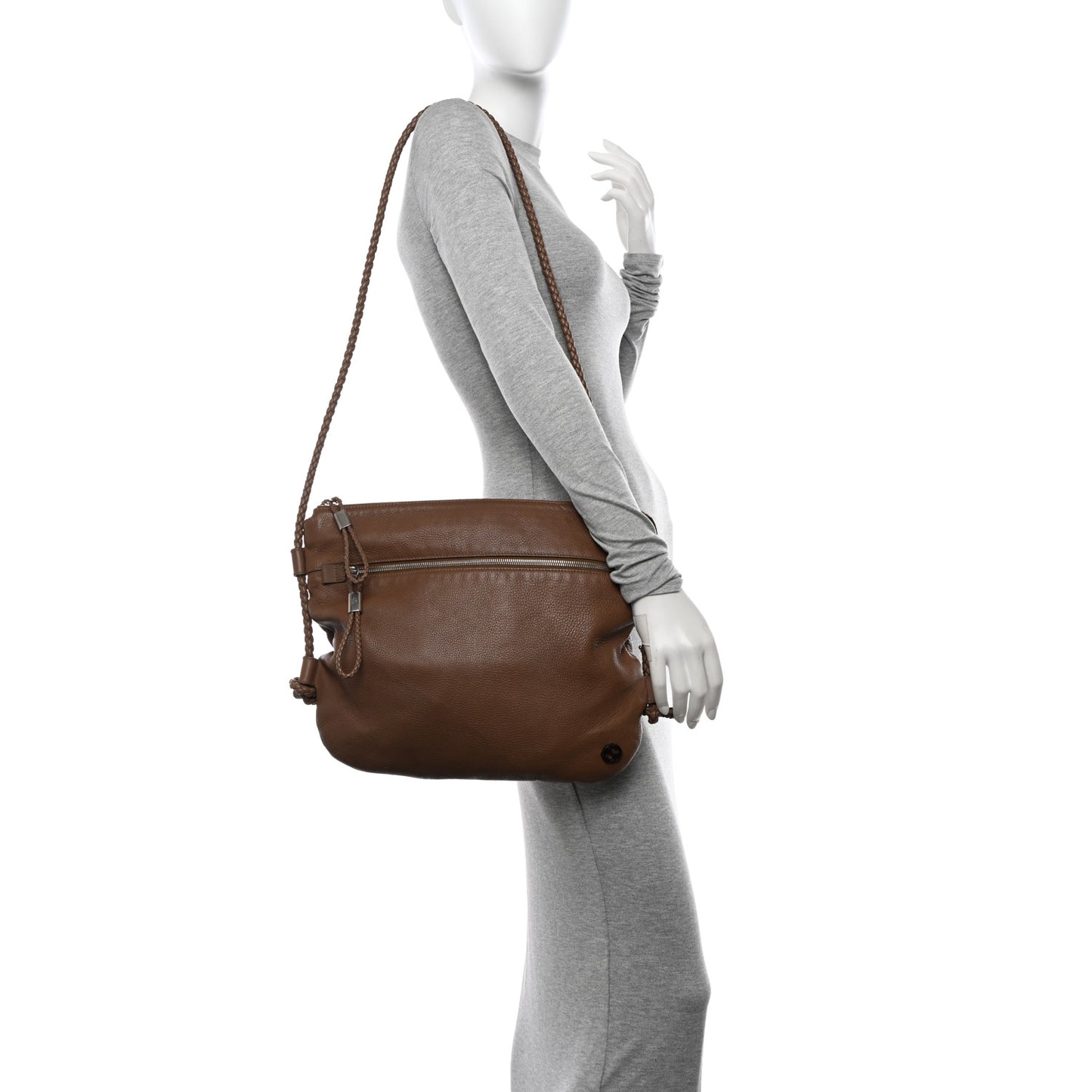 Deerskin Interlocking G Braided Messenger Bag Maple