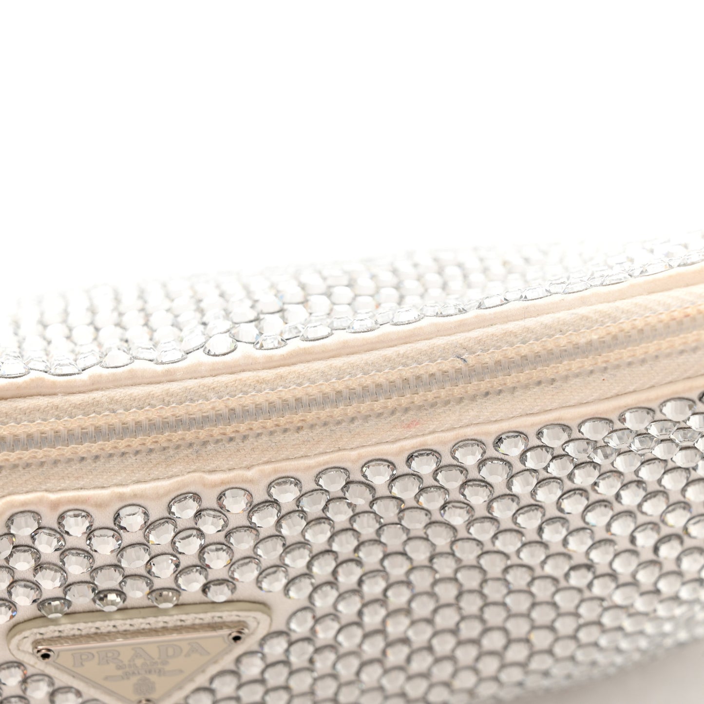 Satin Crystal Mini Re-Edition 2000 Bag White