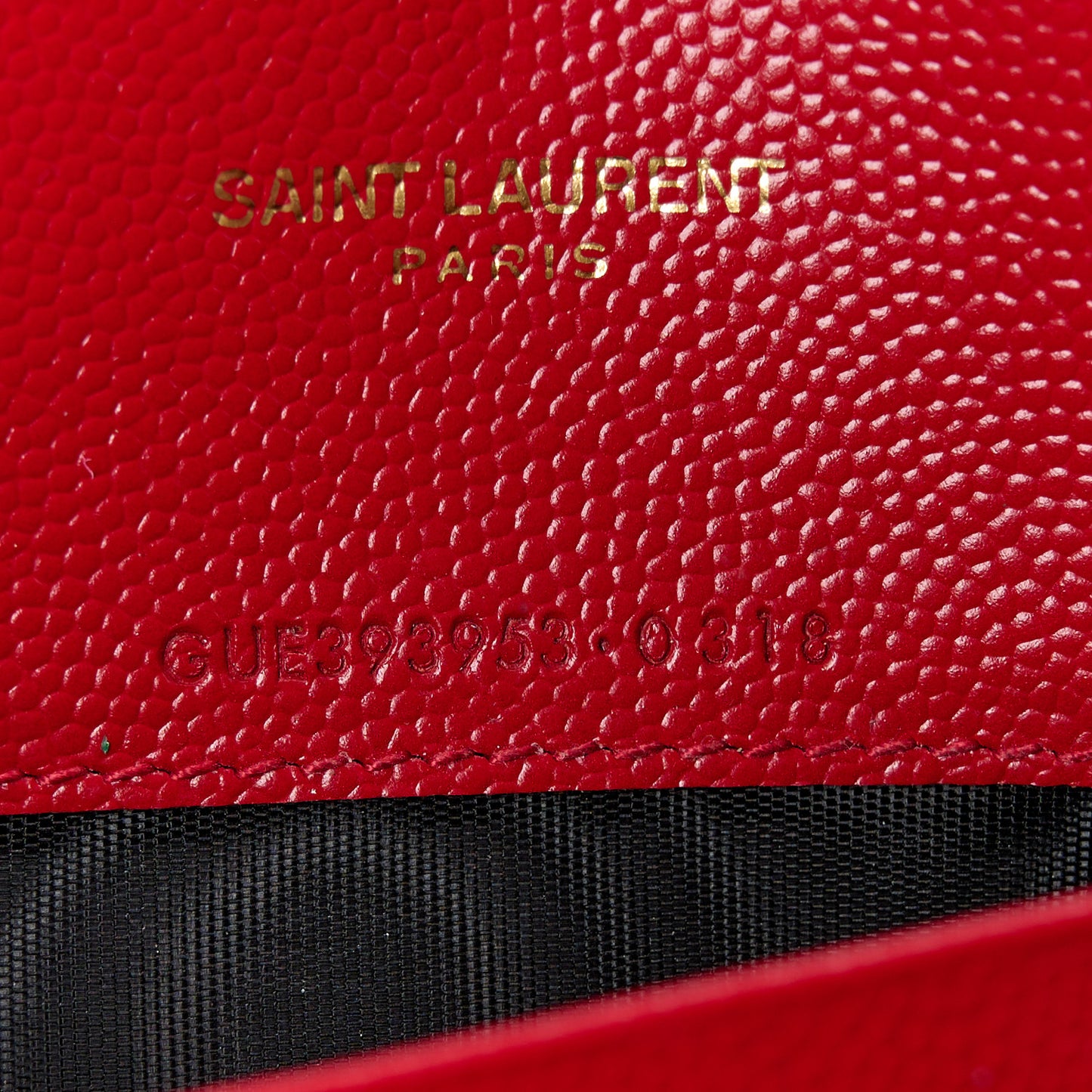 Grain De Poudre Matelasse Chevron Monogram Envelope Chain Wallet Red