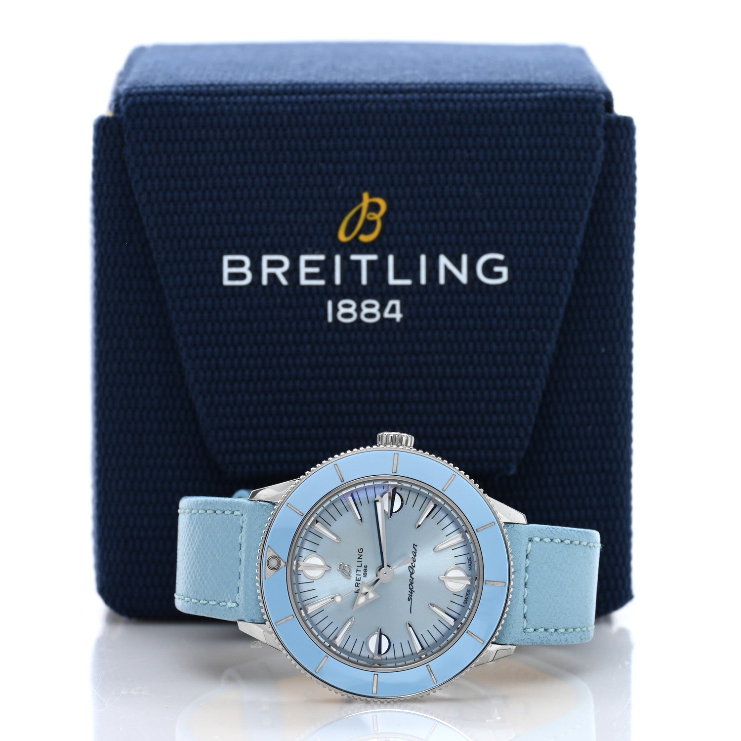 Breitling Stainless Steel Calfskin 38mm Superocean Heritage 57 Pastel Paradise Automatic Watch Blue A10340161C1X1 5 of 5