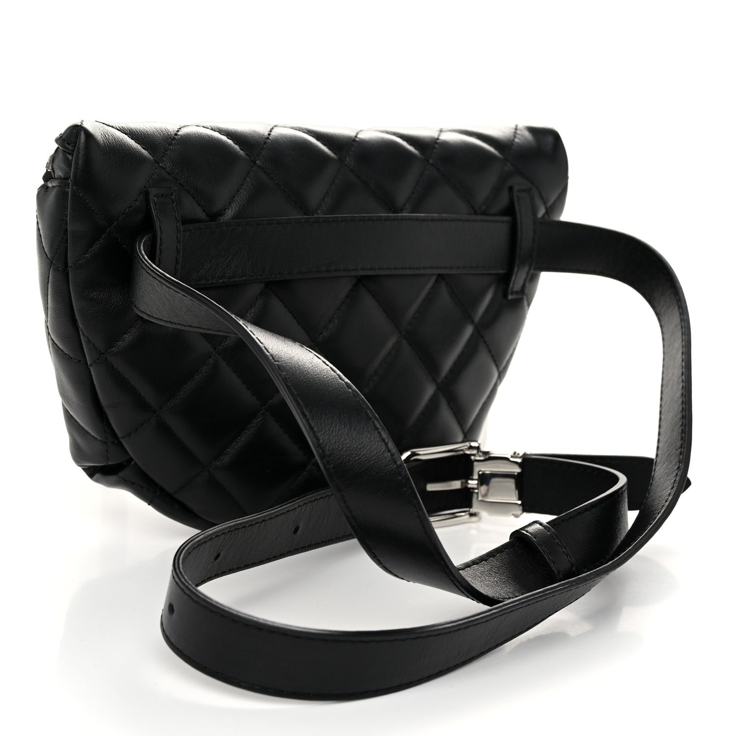 Calfskin Quilted Waist Belt Bag Black