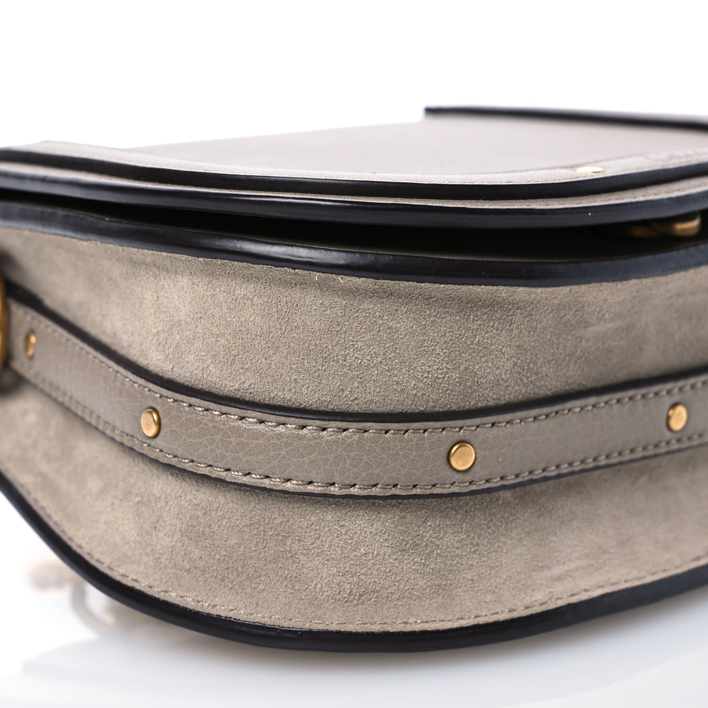 Calfskin Suede Small Nile Bracelet Bag Motty Grey
