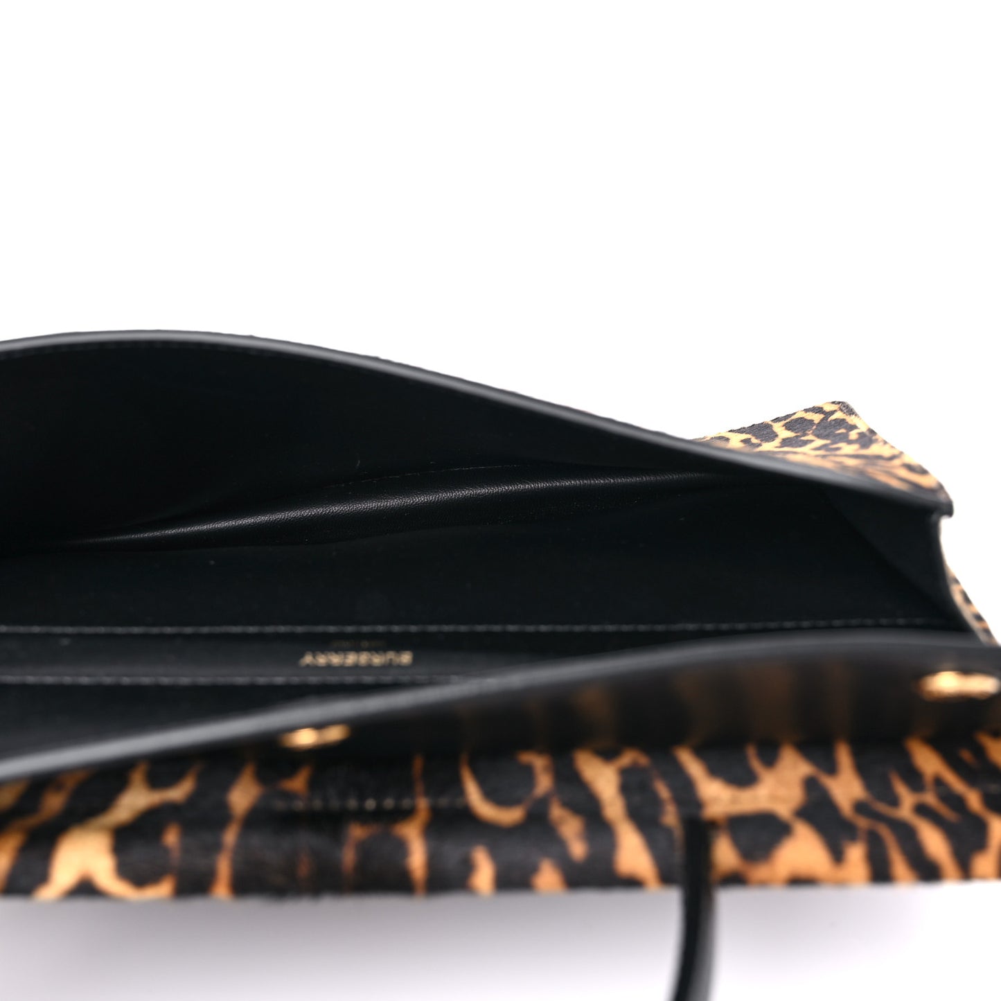 Calf Hair Leopard Print Small Title Bag with Pocket Black