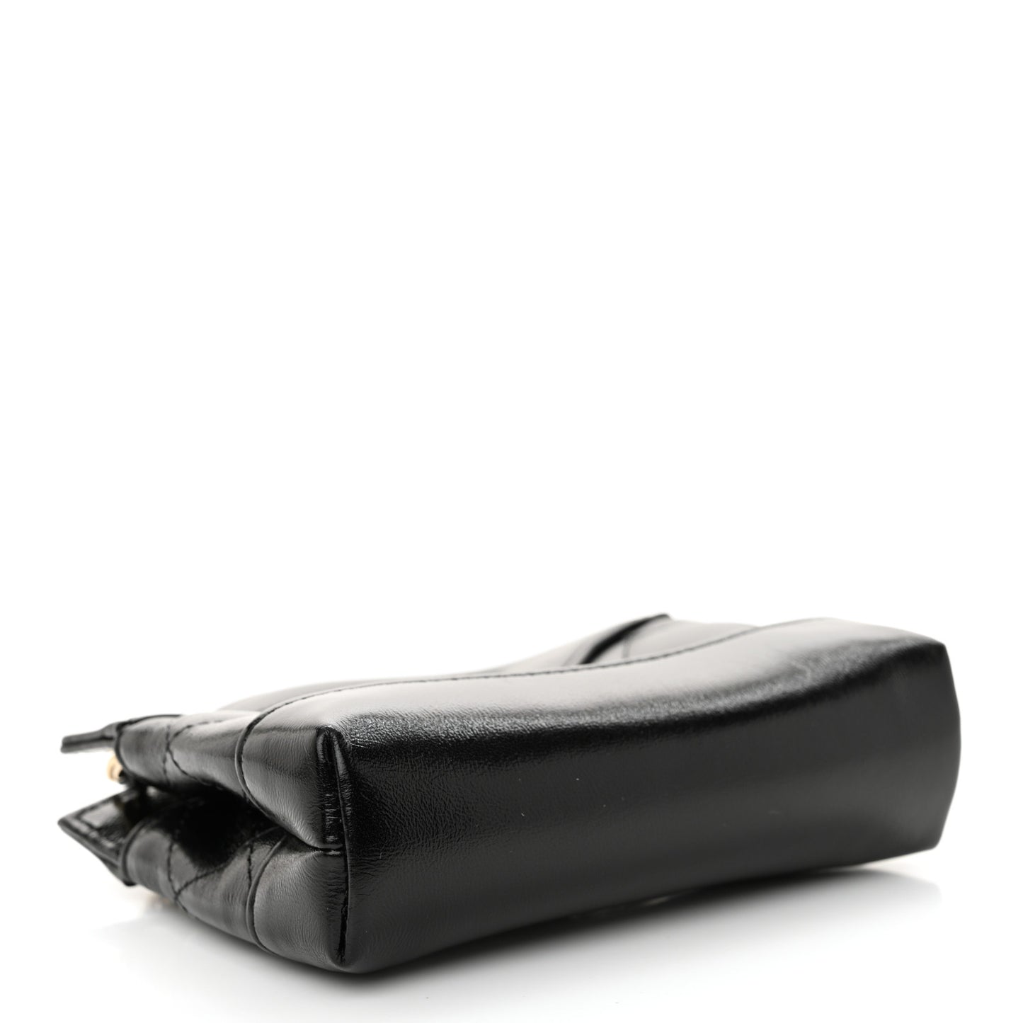 Shiny Lambskin Quilted Micro 31 Clutch With Chain Black