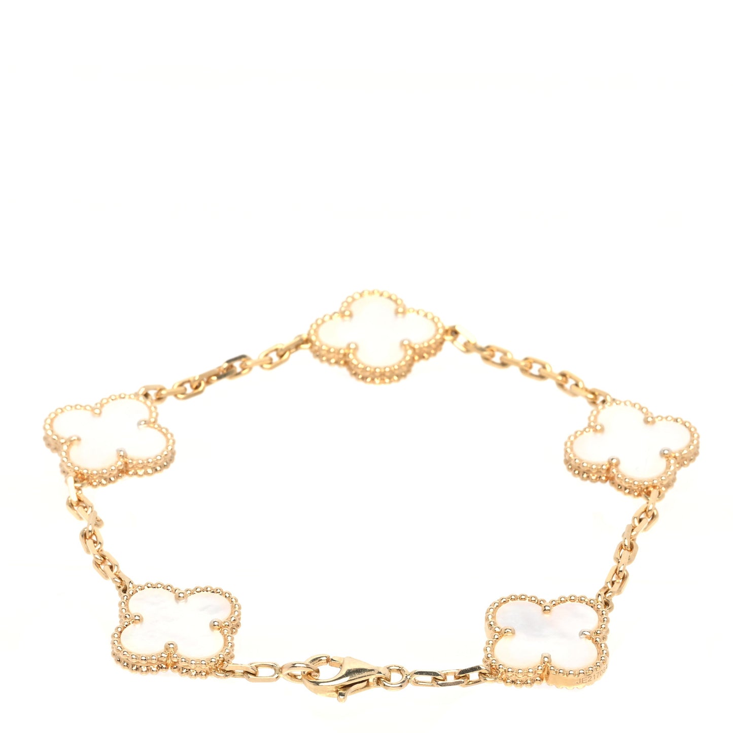 18K Yellow Gold Mother of Pearl 5 Motifs Vintage Alhambra Bracelet