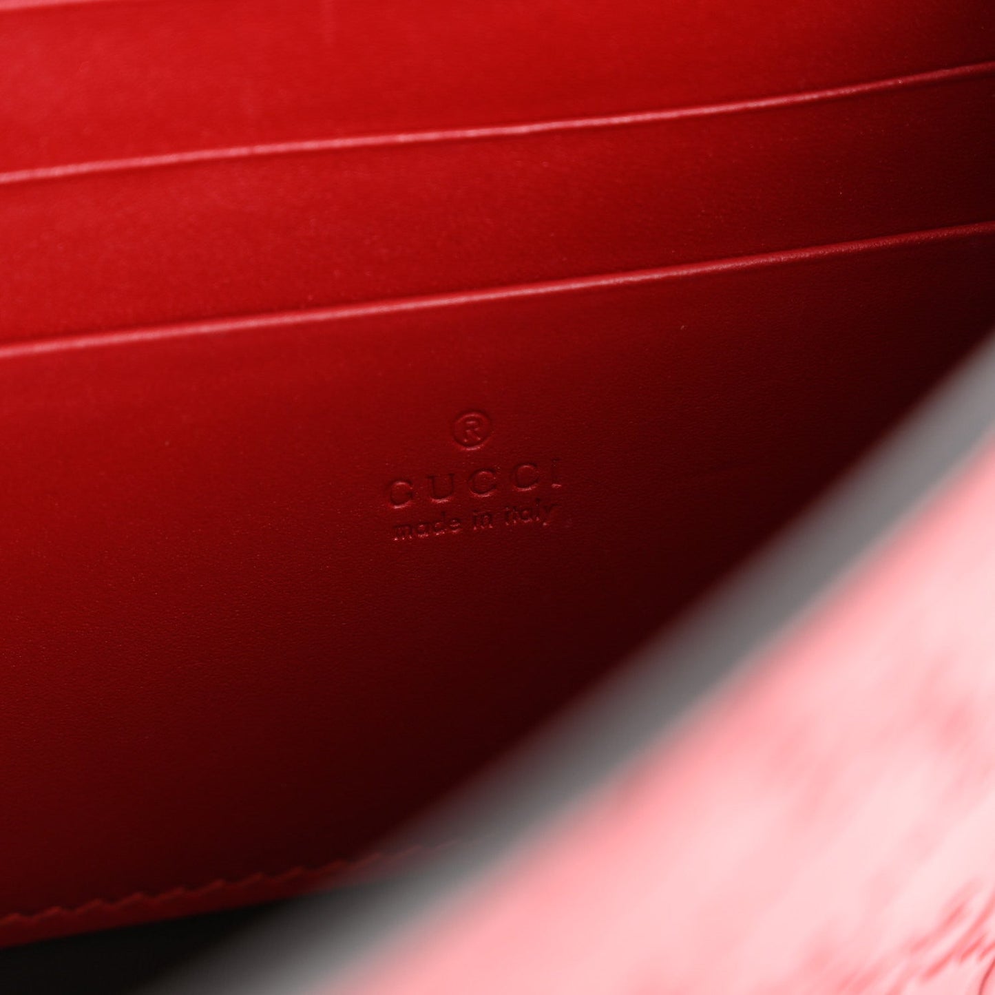 Guccissima Padlock Clutch Hibiscus Red