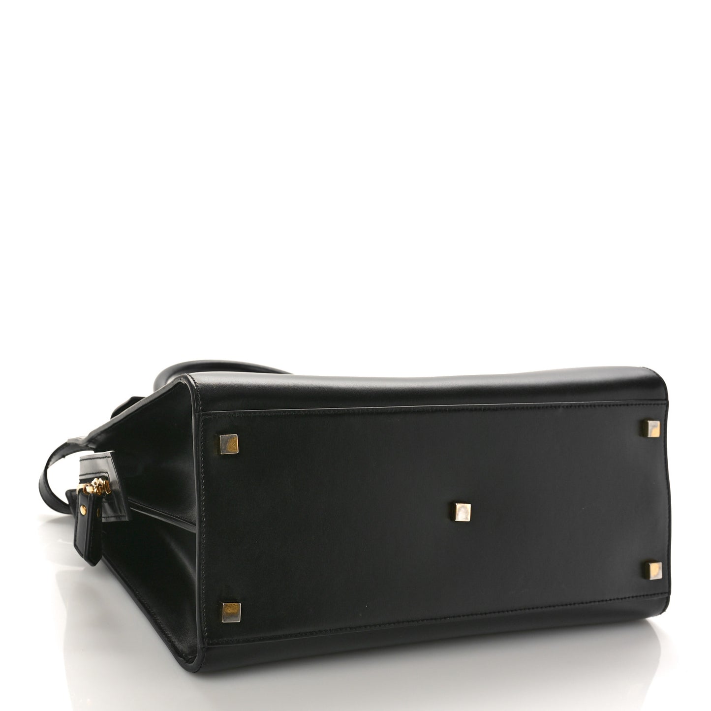 Shiny Calfskin Medium Uptown Tote Black