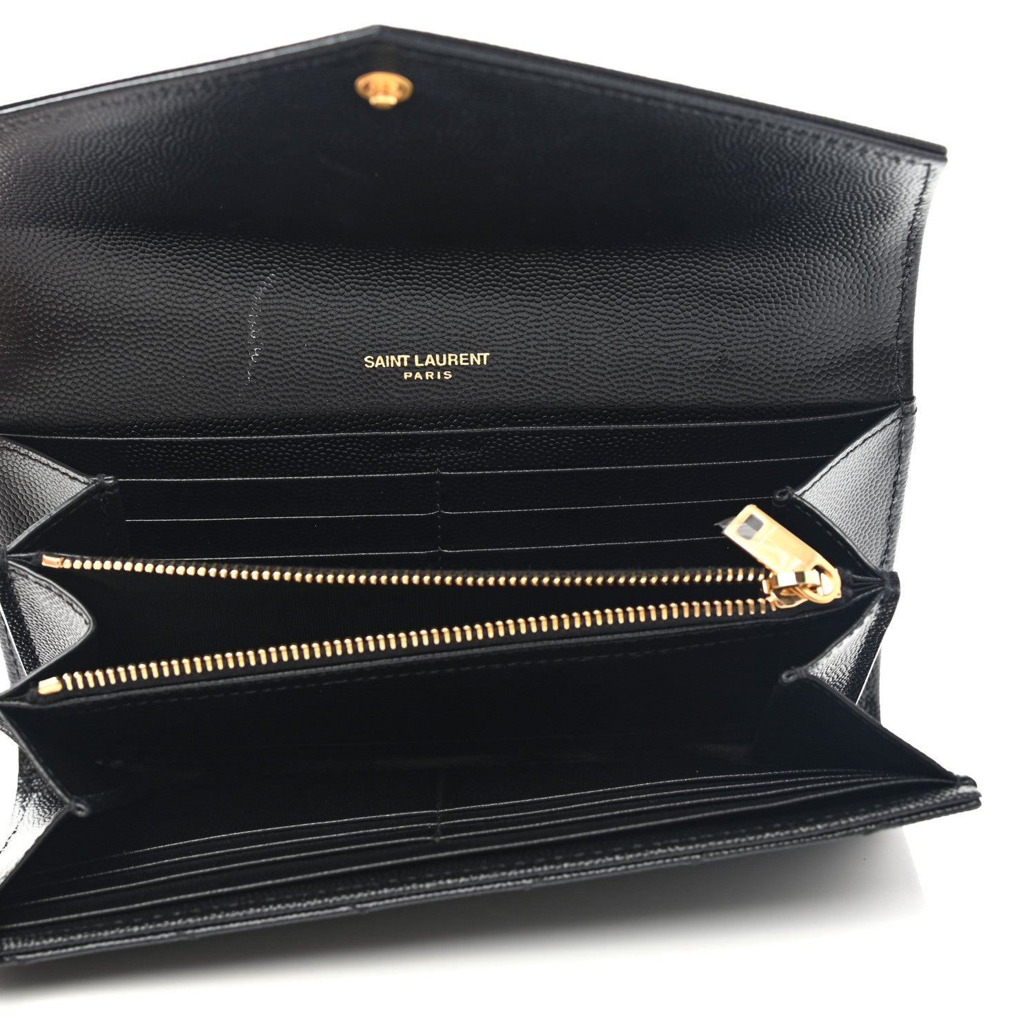 Saint Laurent Grain De Poudre Matelasse Chevron Monogram Flap Wallet Black 5 of 10