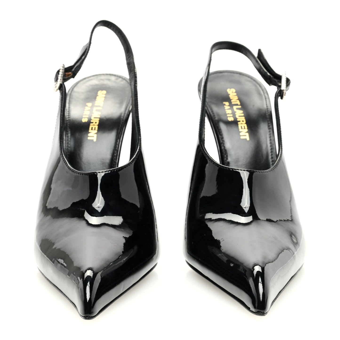 Patent Calfskin Nico 110 Slingback Pumps 37.5 Black