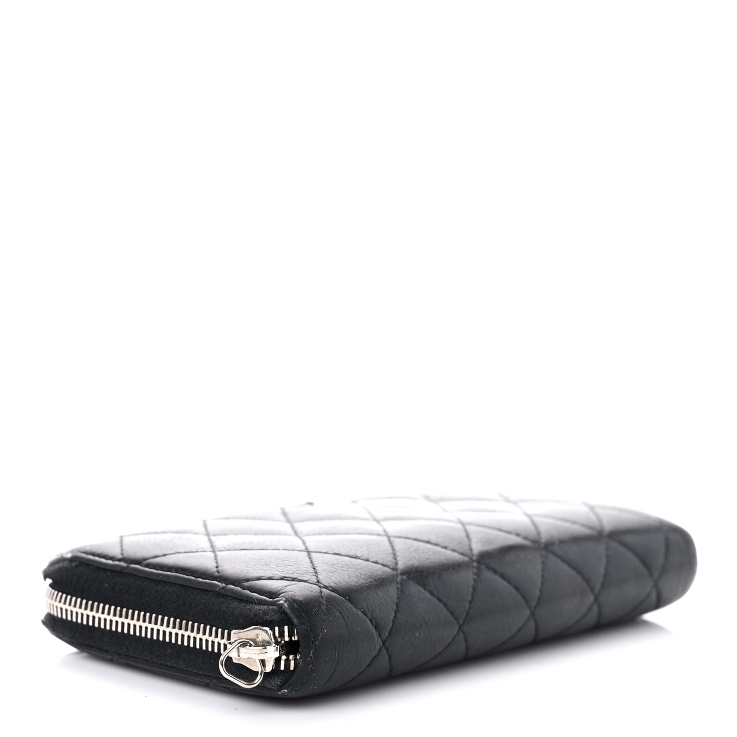 Caviar Quilted Medium Zip Around Wallet Black