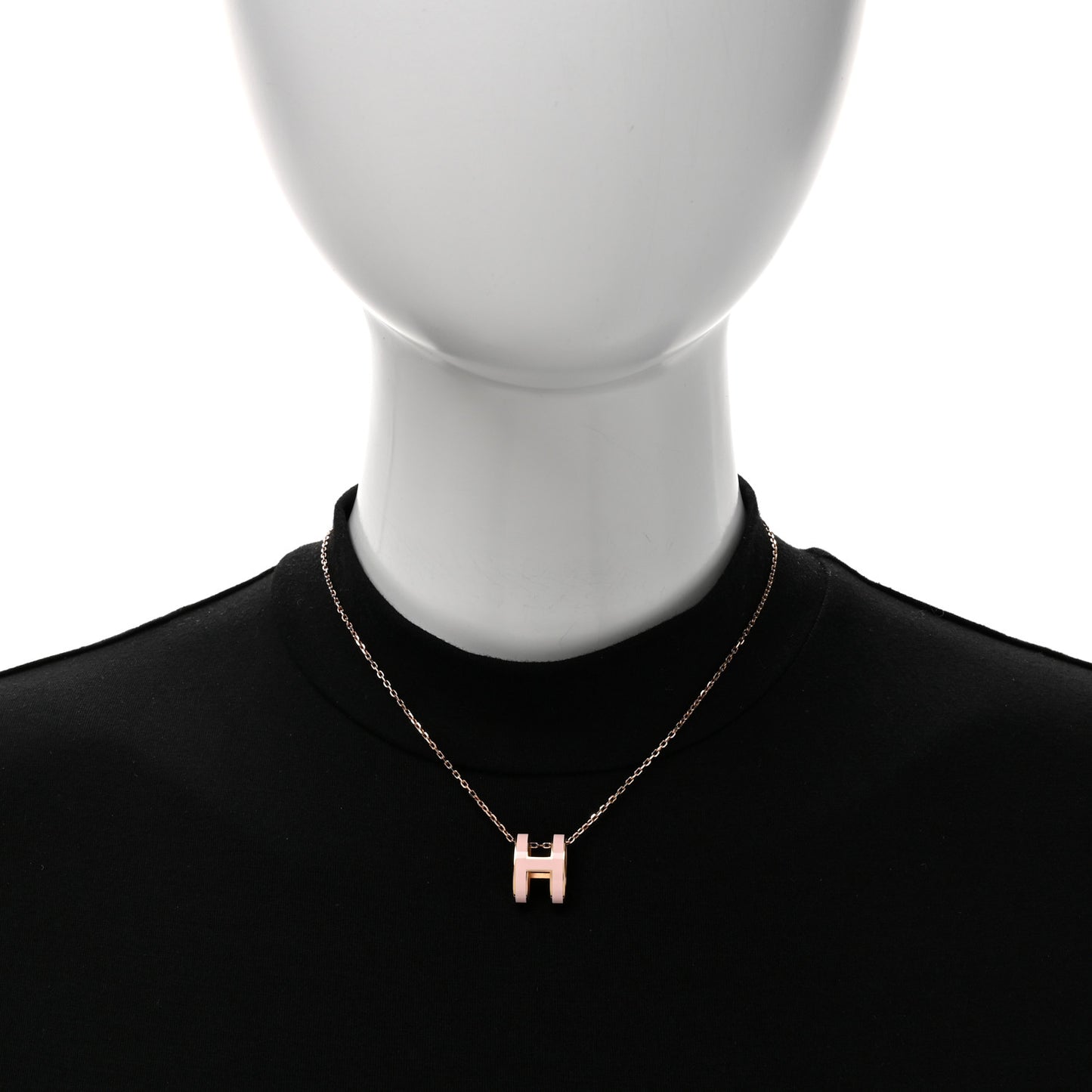 Lacquered Rose Gold Pop H Pendant Necklace Rose Dragee