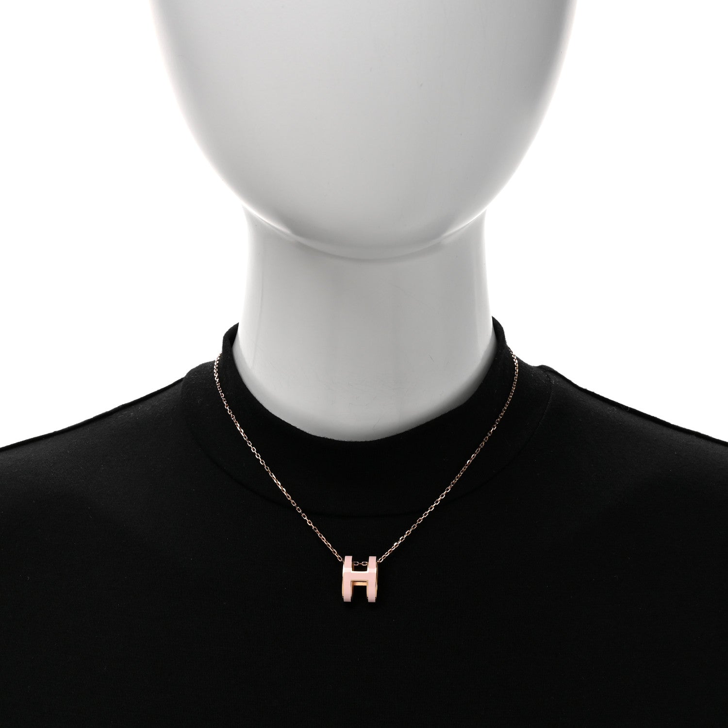 Hermes Lacquered Rose Gold Pop H Pendant Necklace Rose Dragee 2 of 7
