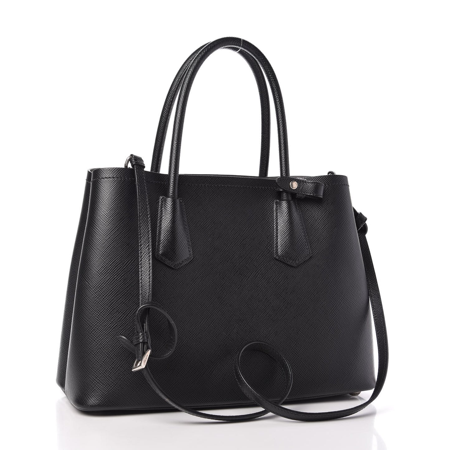 Saffiano Cuir Small Double Bag Black Chrome