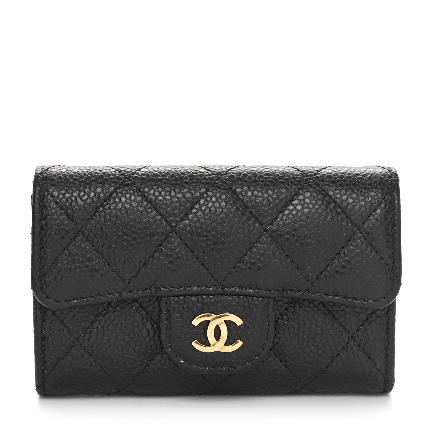 Chanel Caviar Quilted Flap Card Holder Wallet Black 1 of 12
