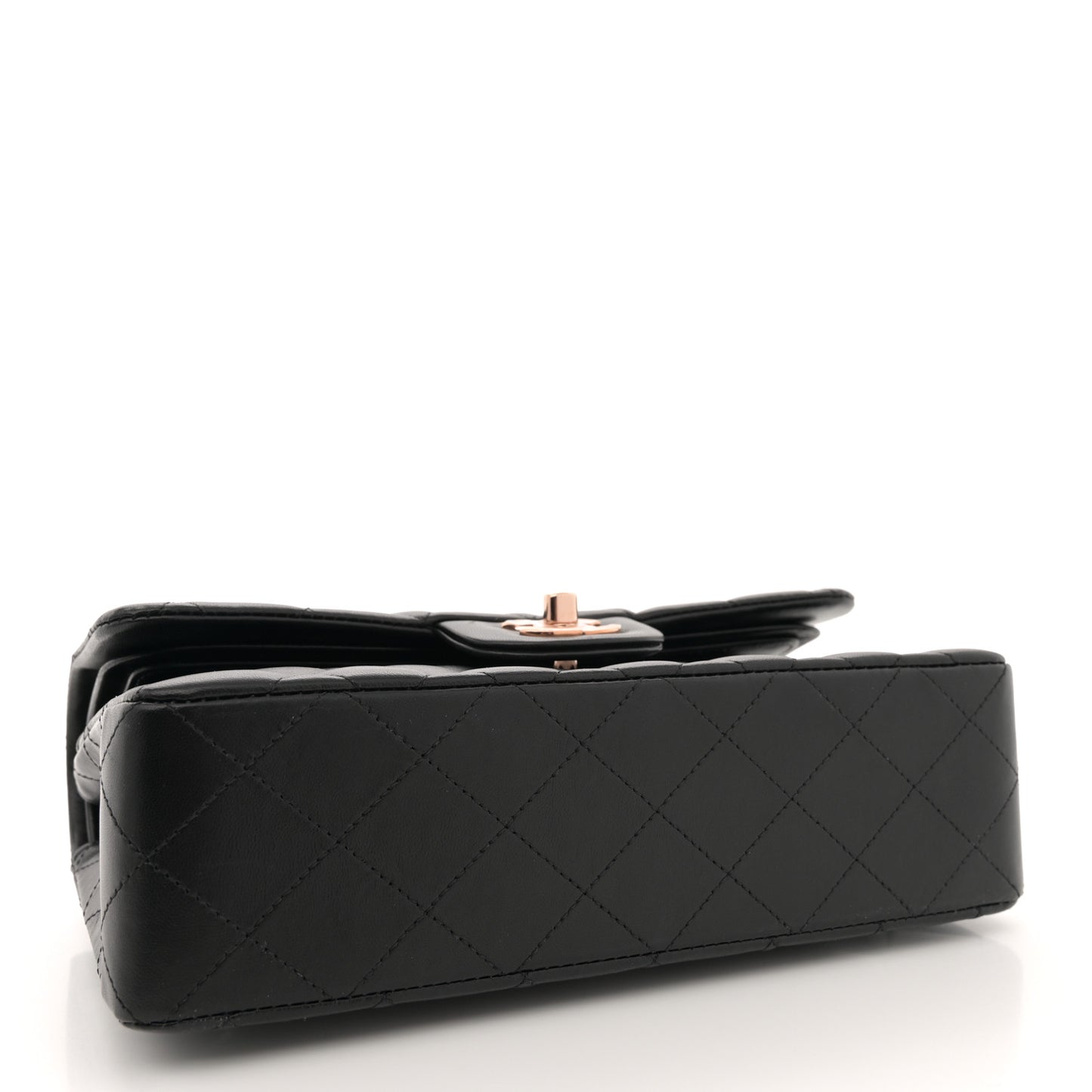 Lambskin Quilted Small Double Flap Black