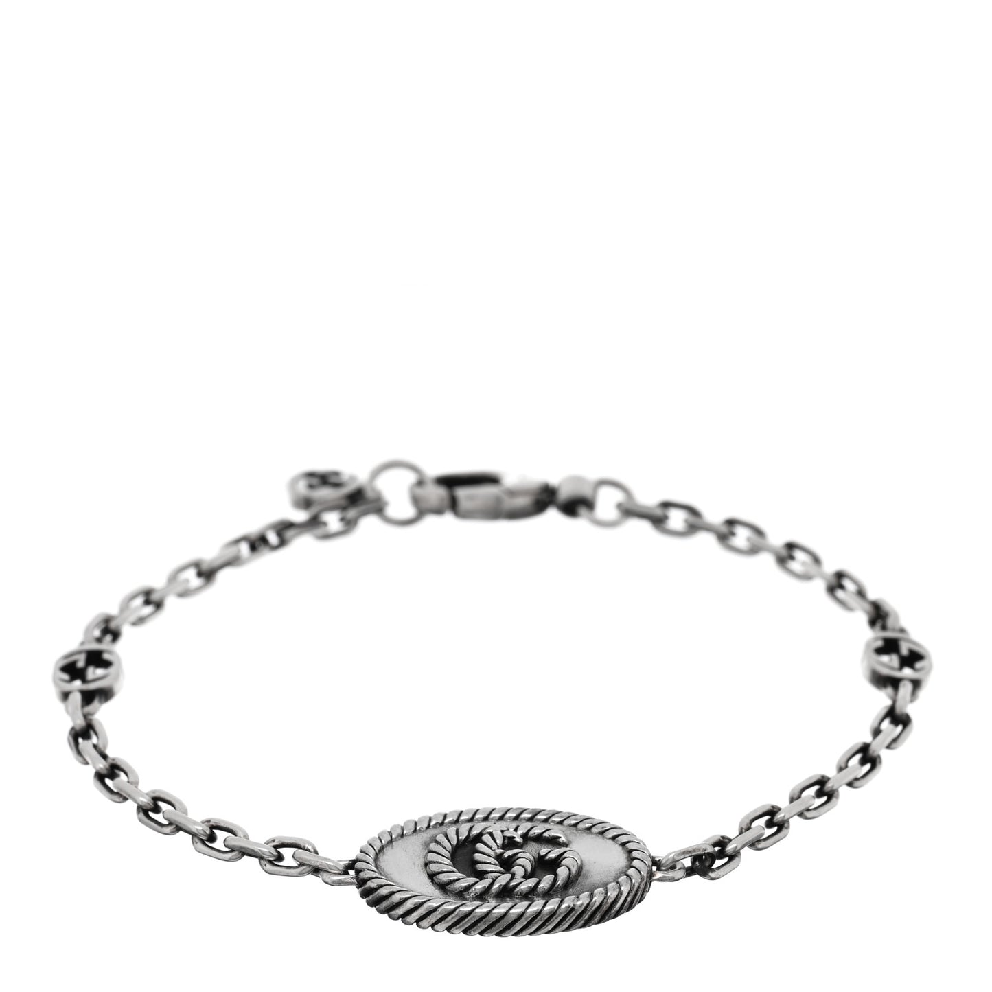Sterling Silver Torchon Double G Bracelet