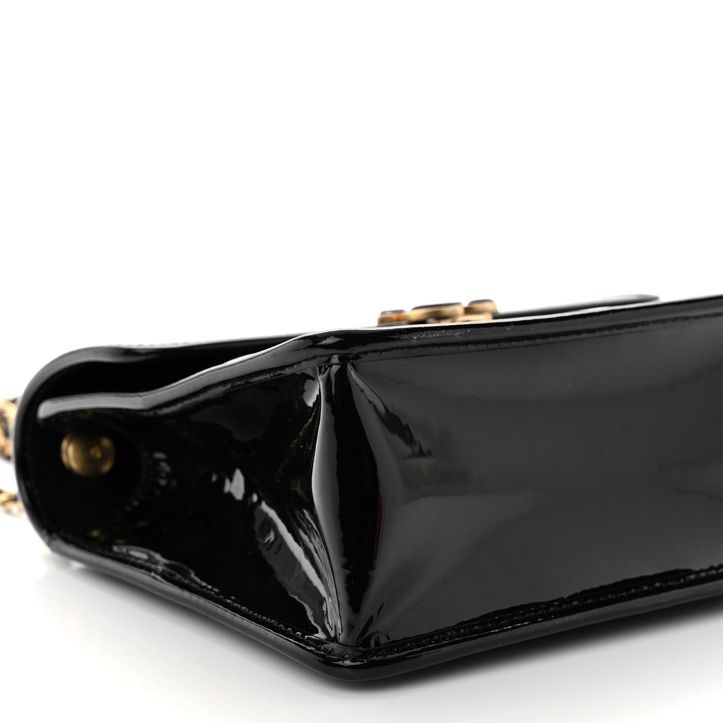 Patent Quilted Mini Graphic Catch Flap Black
