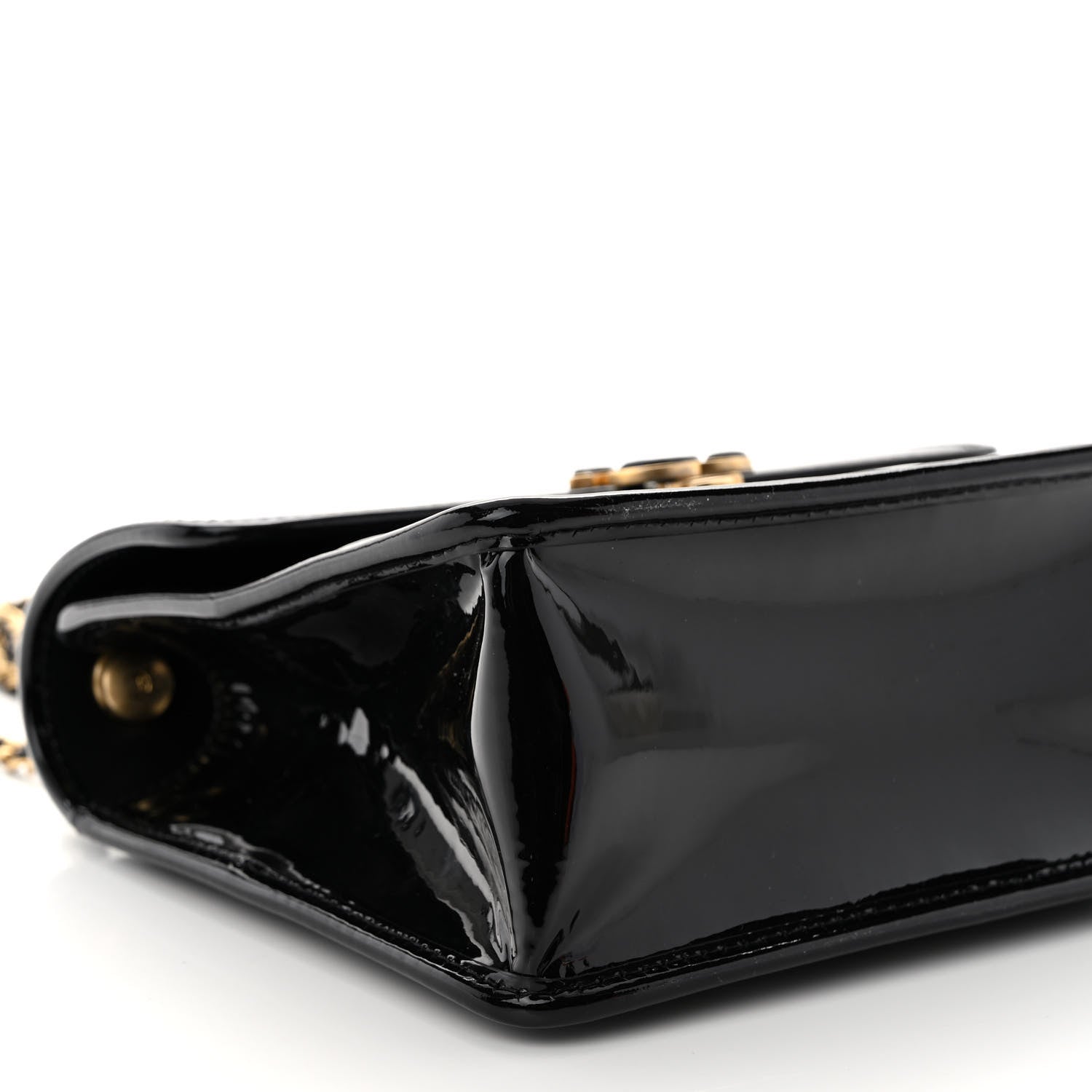 Chanel Patent Quilted Mini Graphic Catch Flap Black 10 of 14