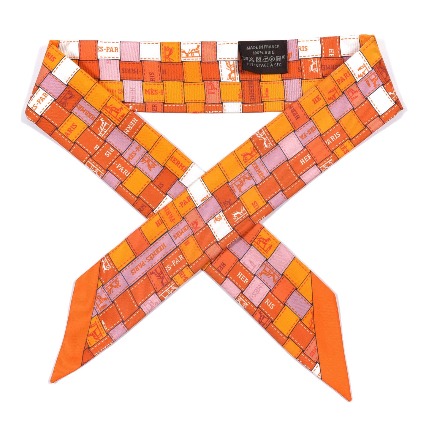 Silk Bolduc Au Carre Twilly Orange Blanc Vieux