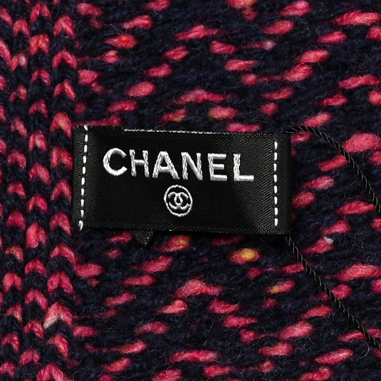 Cashmere Knit CC Scarf Navy Blue Pink