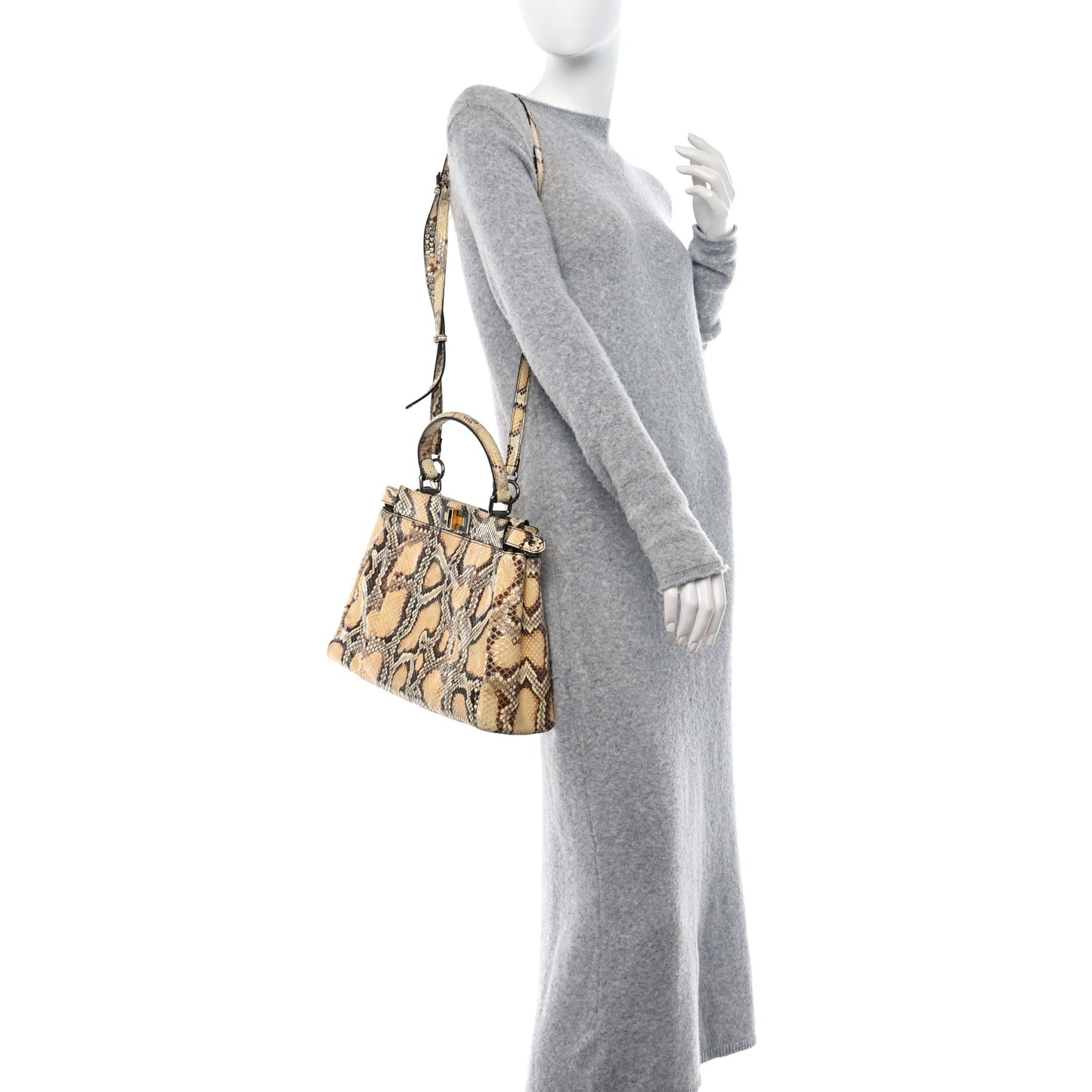 Snakeskin Medium Peekaboo Iconic Satchel Tan