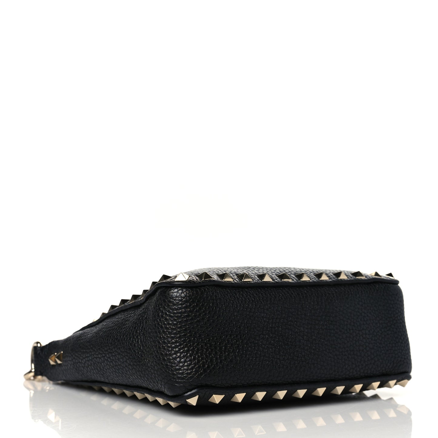 Pebbled Calfskin Mini Rockstud Flip-Lock Messenger Bag Black