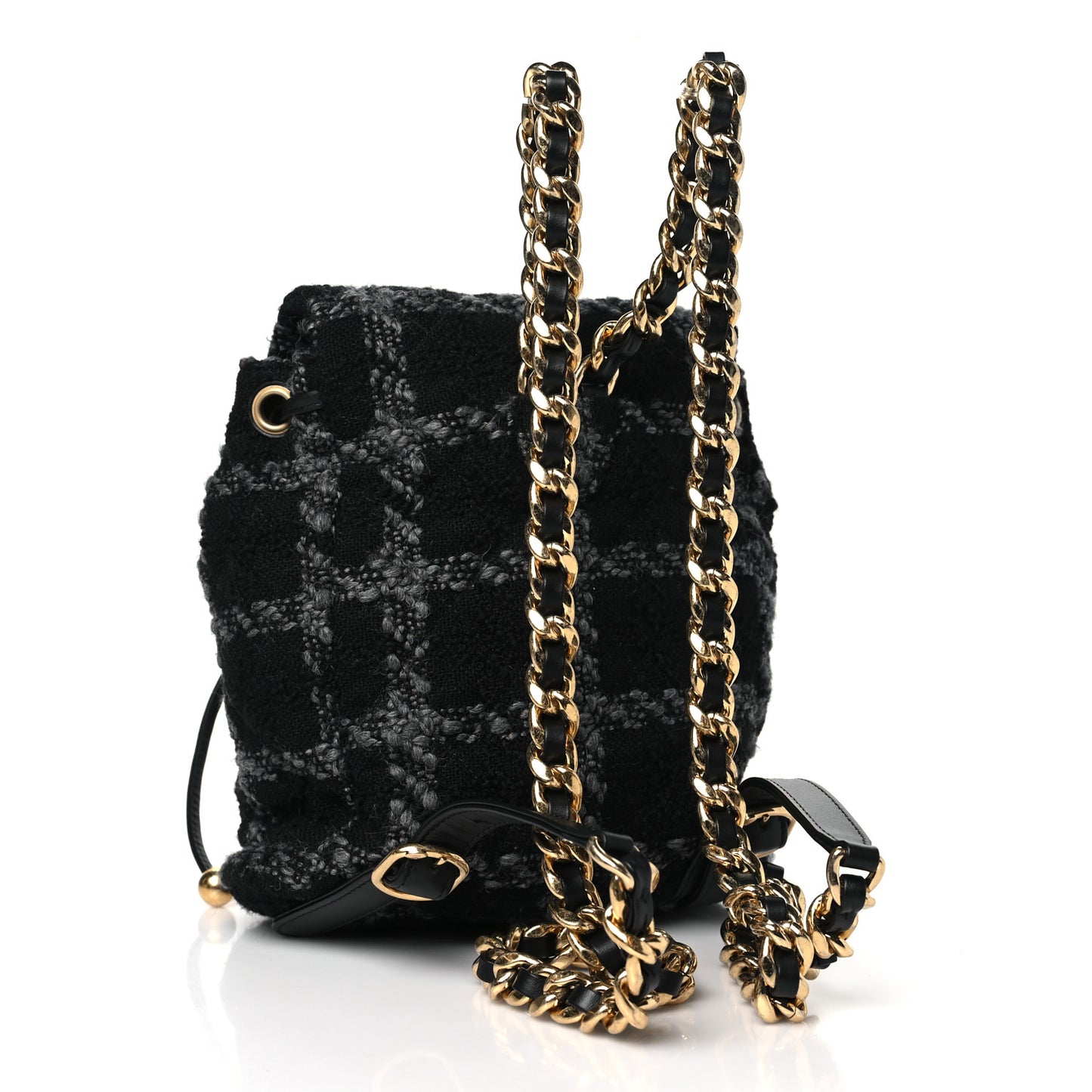Wool Tweed Elegant Backpack Black Grey