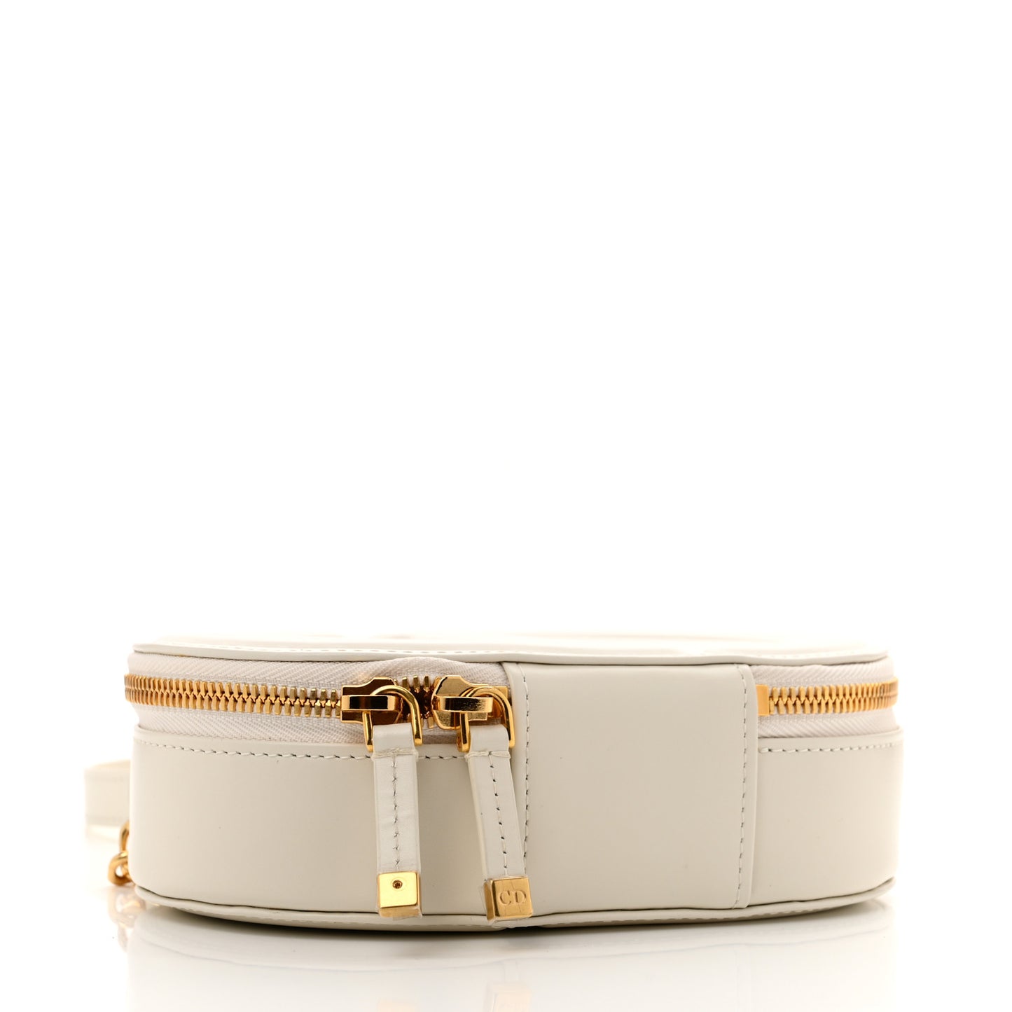 Calfskin CD Signature Oval Crossbody Camera Bag Latte