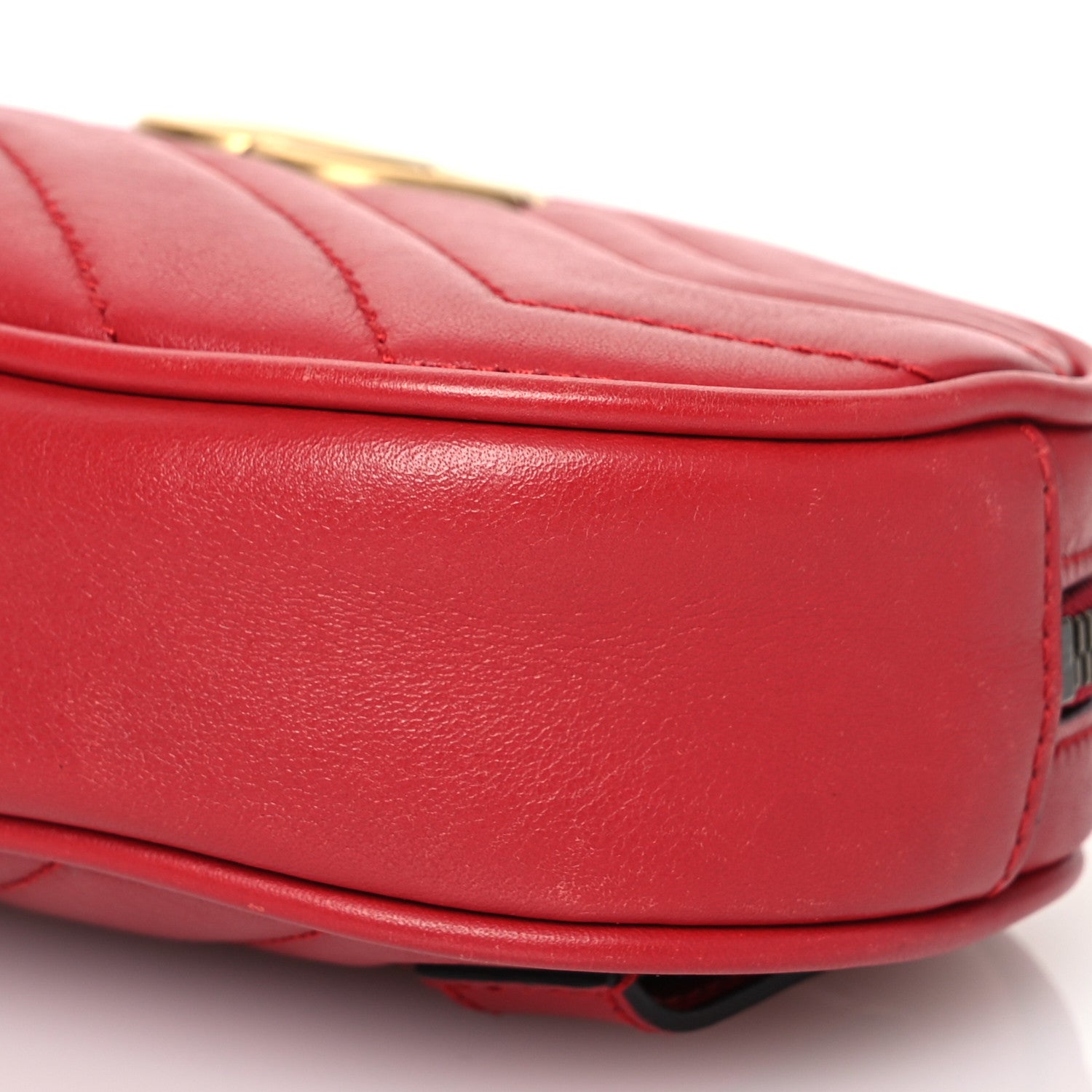 Gucci Calfskin Matelasse GG Marmont Belt Bag 75 30 Hibiscus Red 11 of 16