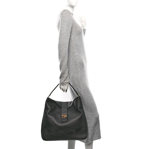 Grained Calfskin Medium TF Hobo Black