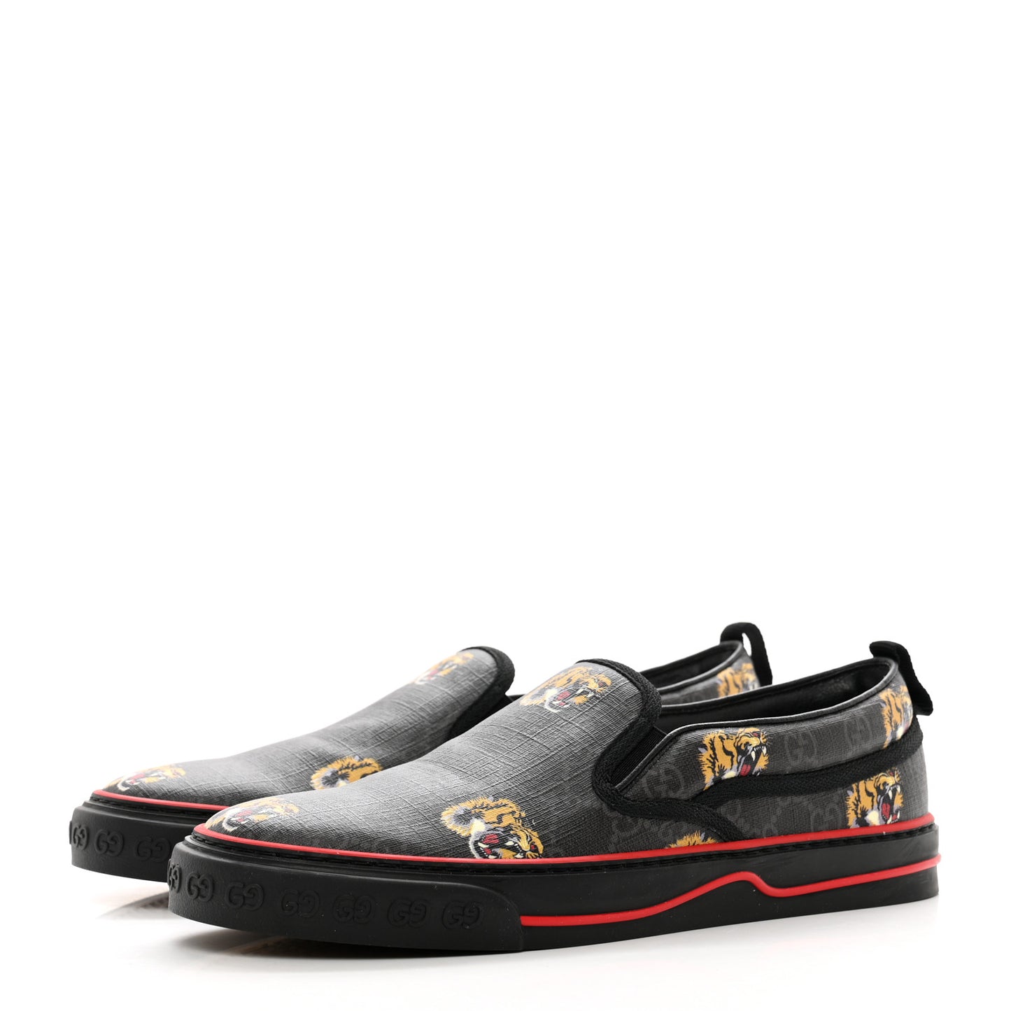 GG Supreme Monogram Tiger Face Mens 1977 Slip-On Sneakers 8 Black Multicolor