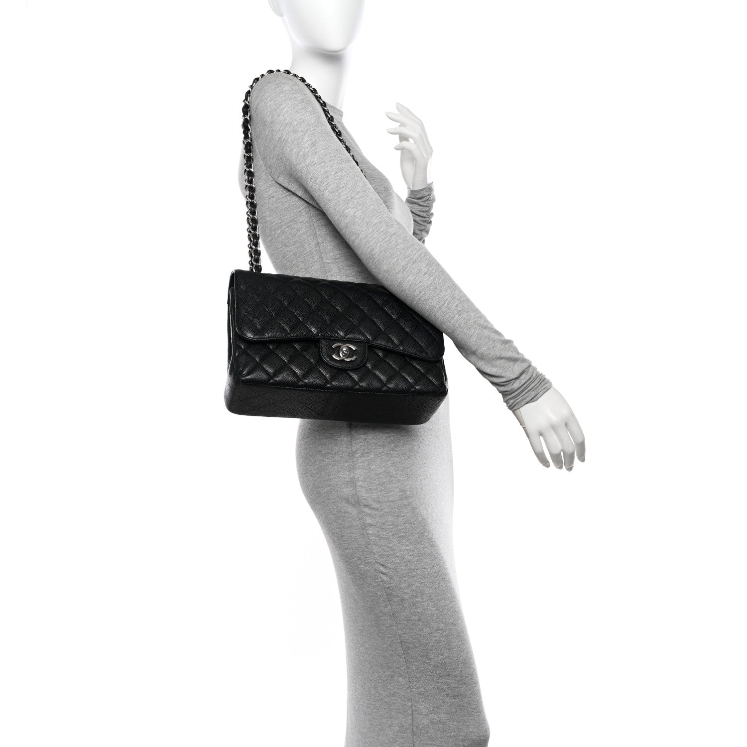 Chanel Caviar Quilted Jumbo Double Flap Black 2 of 11