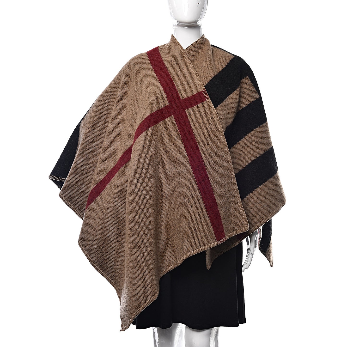 Cashmere Wool Mega Check Cape Scarf Scarf