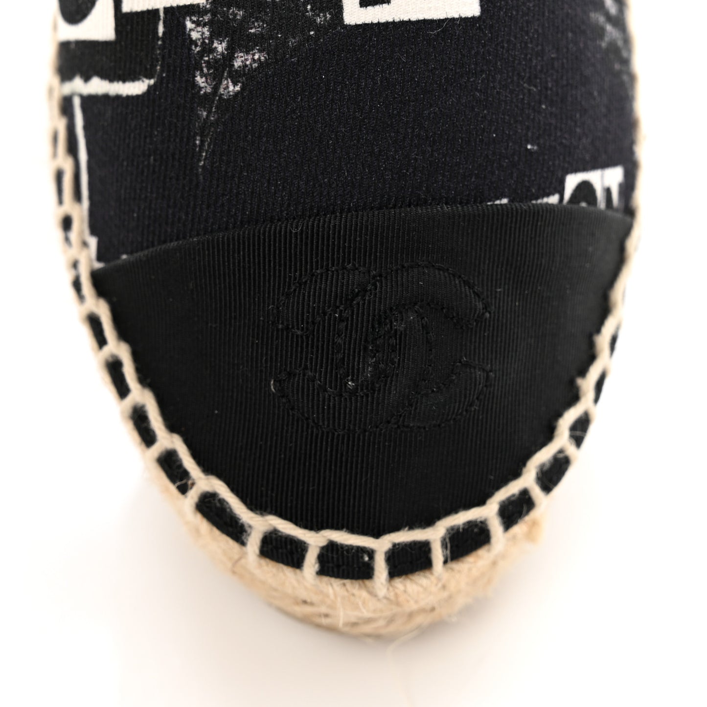 Printed Canvas Grosgrain 31 Rue Cambon Espadrilles 36 Black White