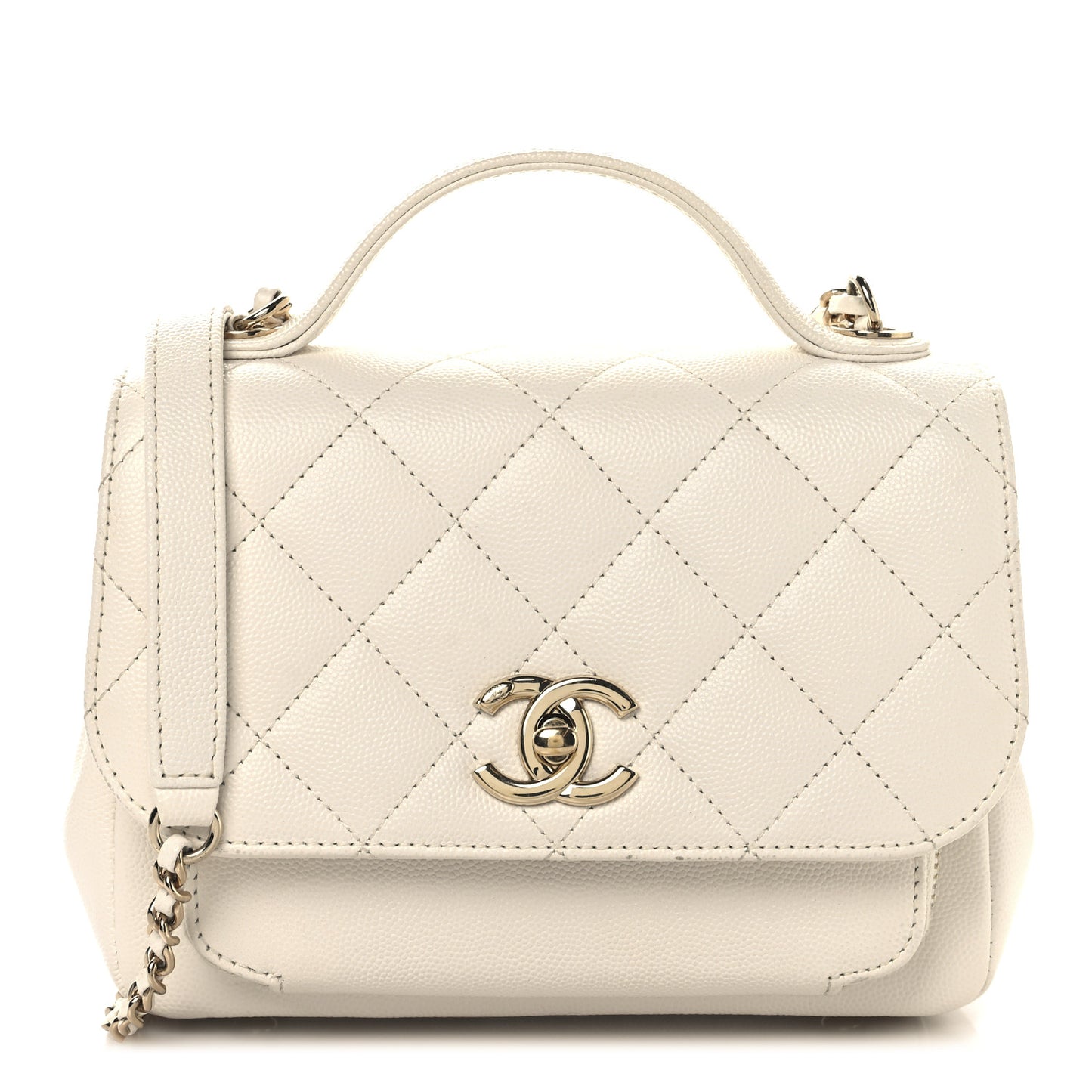 Caviar Quilted Small Business Affinity Flap White