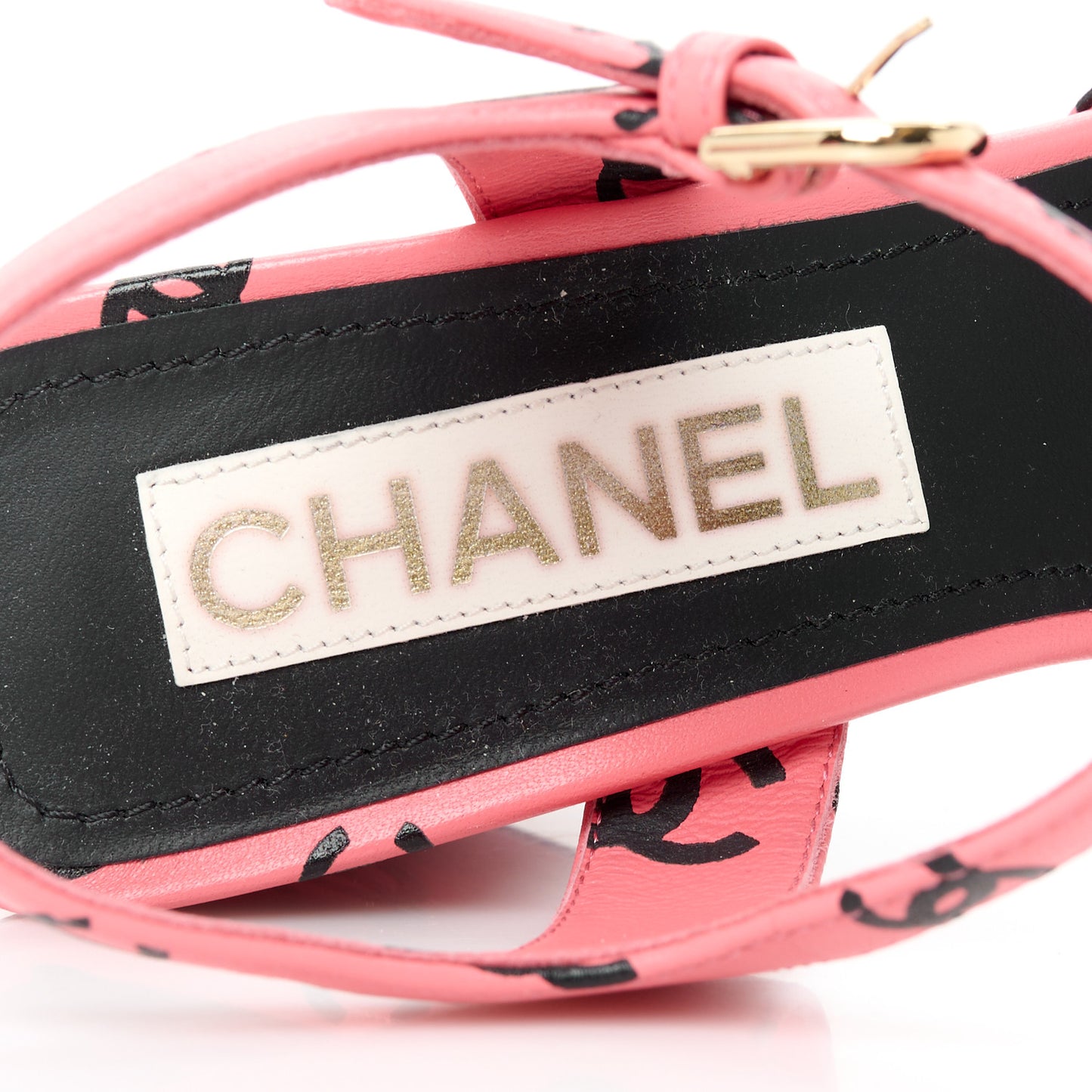 Printed Lambskin Coco Beach Sandals 38 Pink Black