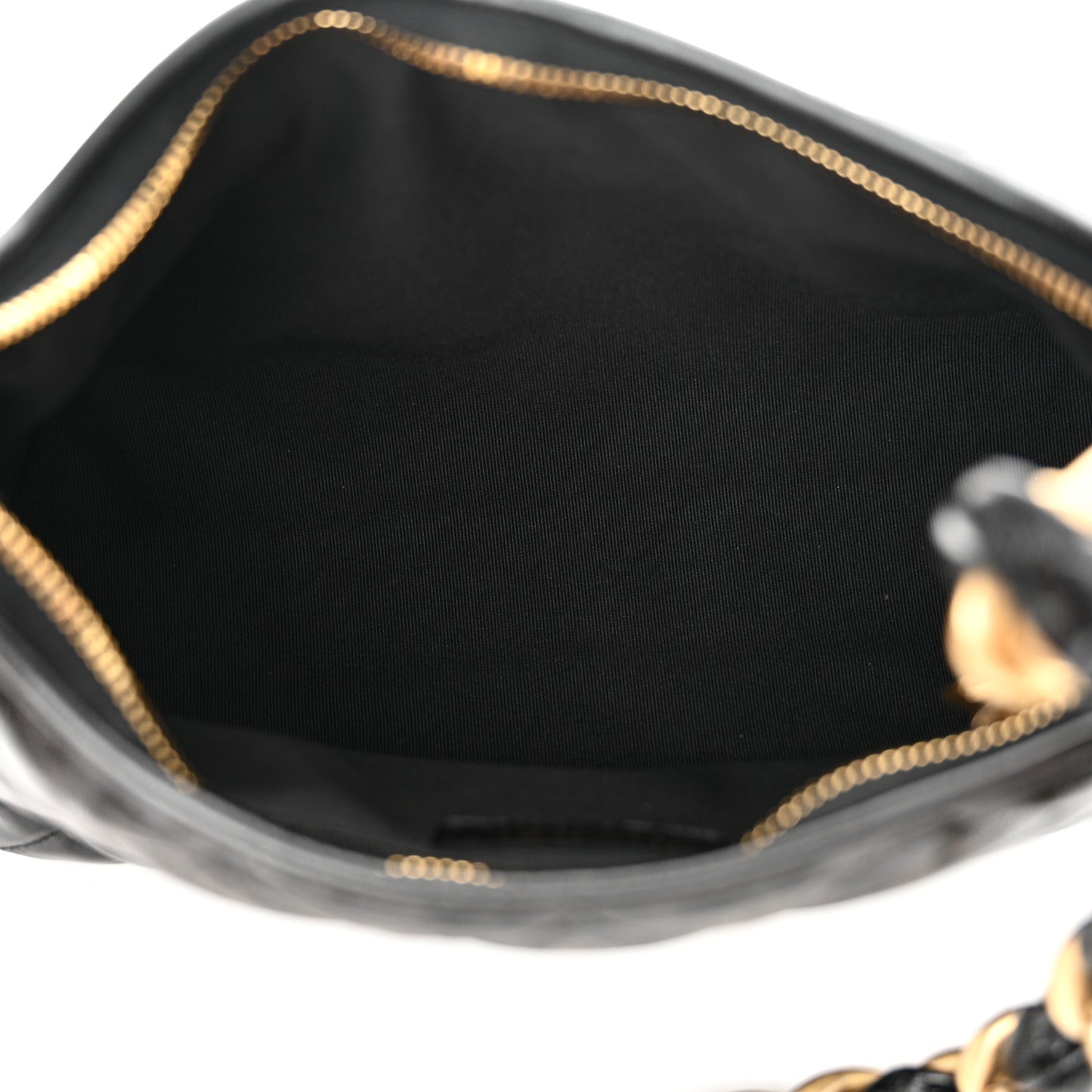 Shiny Crumpled Lambskin Quilted Medium CC Funky Town Hobo Black