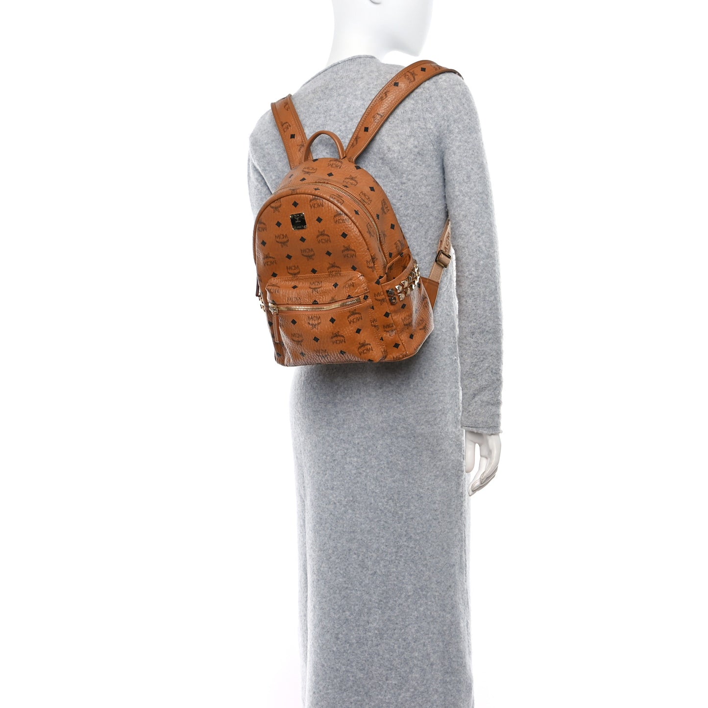Visetos Small Side Stud Stark Backpack Cognac
