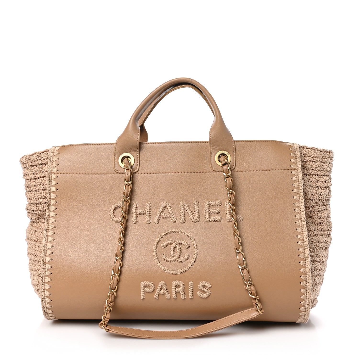 Chanel Calfskin Knit Medium Deauville Tote Beige 1 of 10