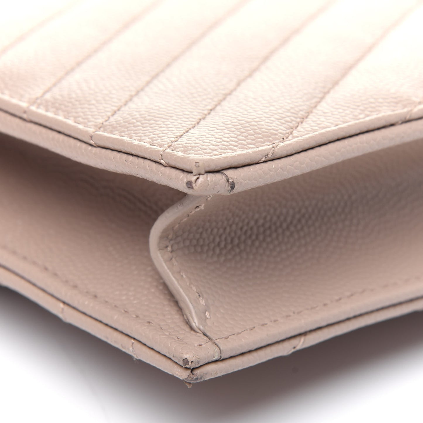 Grain De Poudre Matelasse Chevron Monogram Envelope Chain Wallet Dark Beige